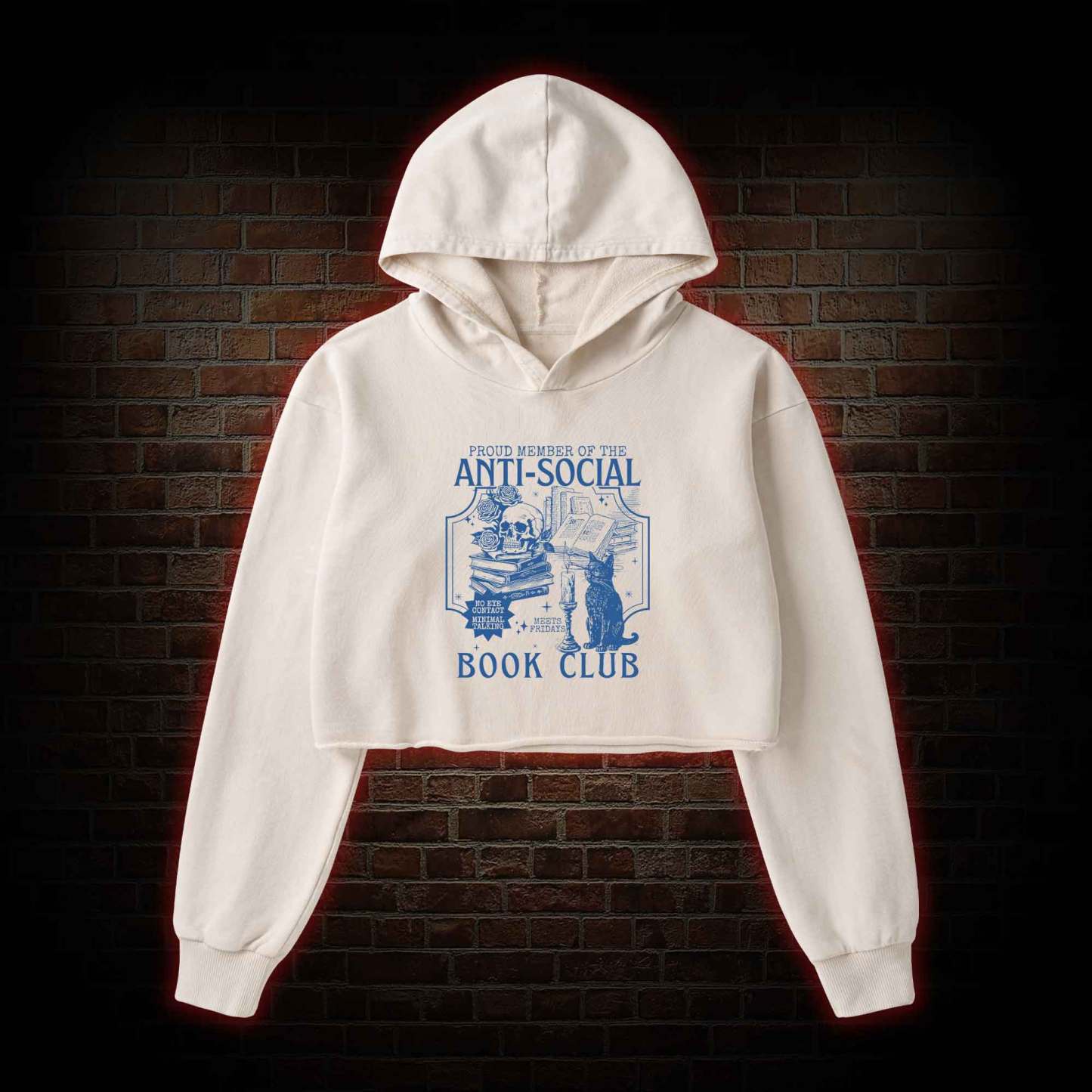 Anti-Social Book Club Washed Cropped Hoodie