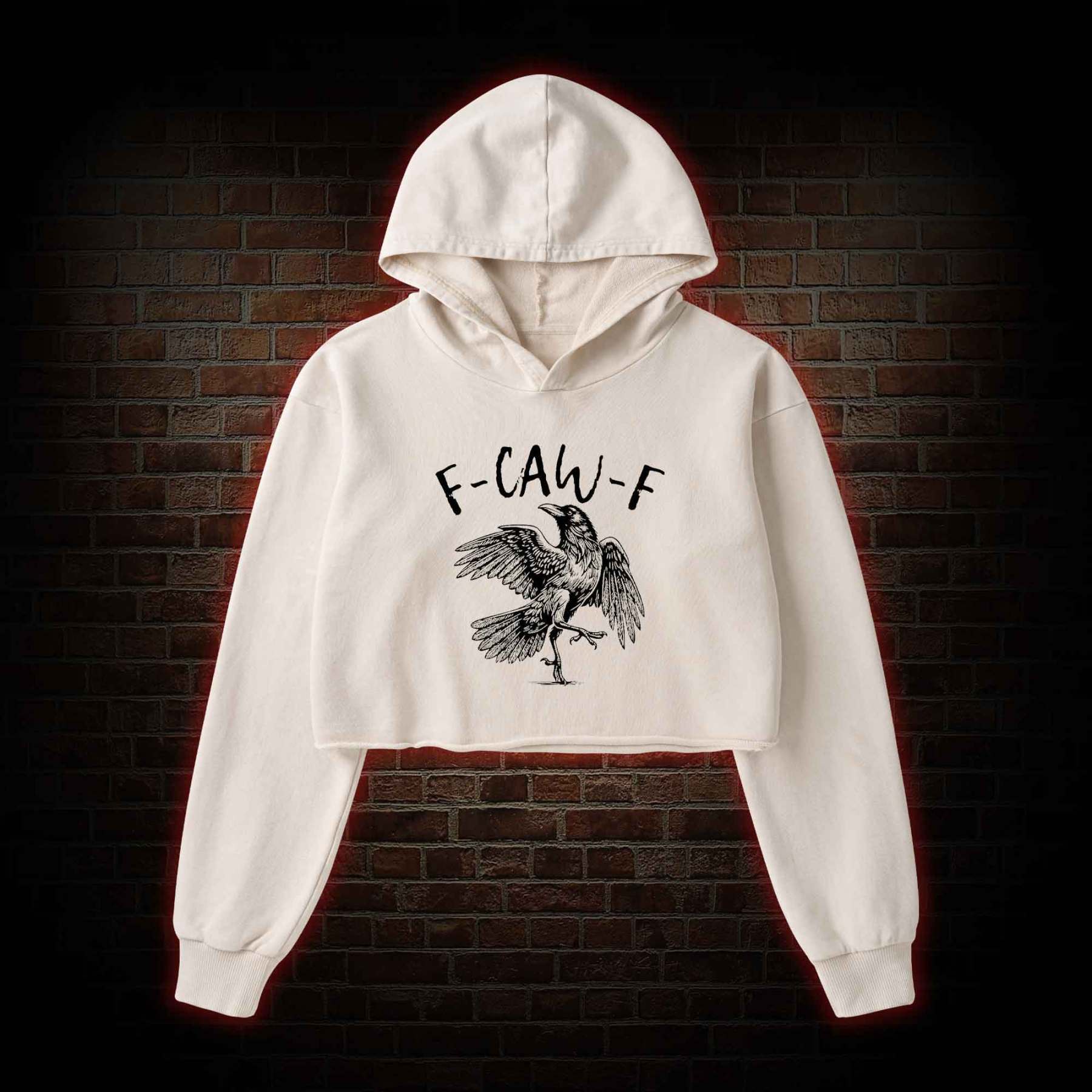 F-caw-f Funny Washed Cropped Hoodie