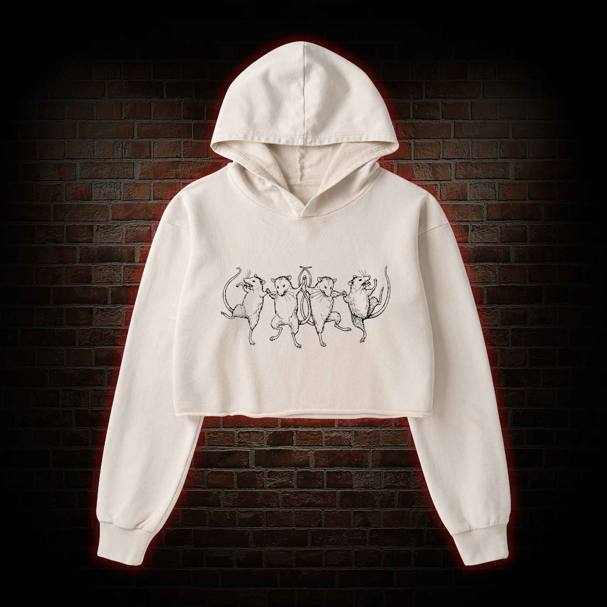 Dancing Rats Washed Cropped Hoodie