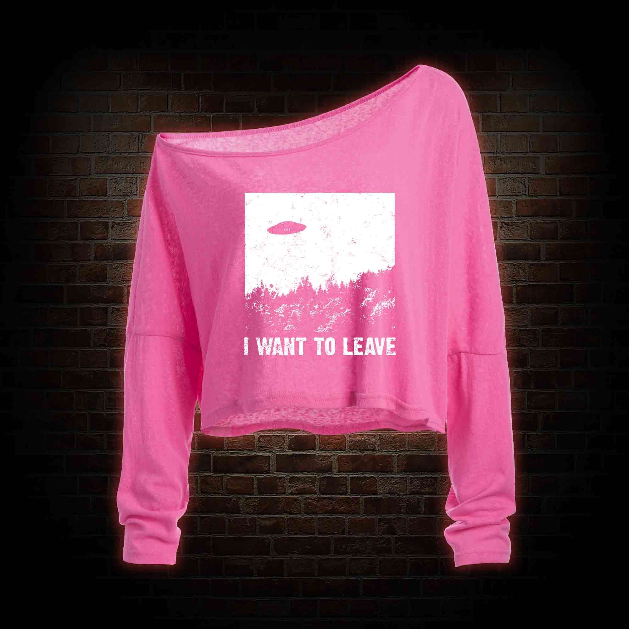 I Want To Leave Off Shoulder Long Sleeve Crop Top