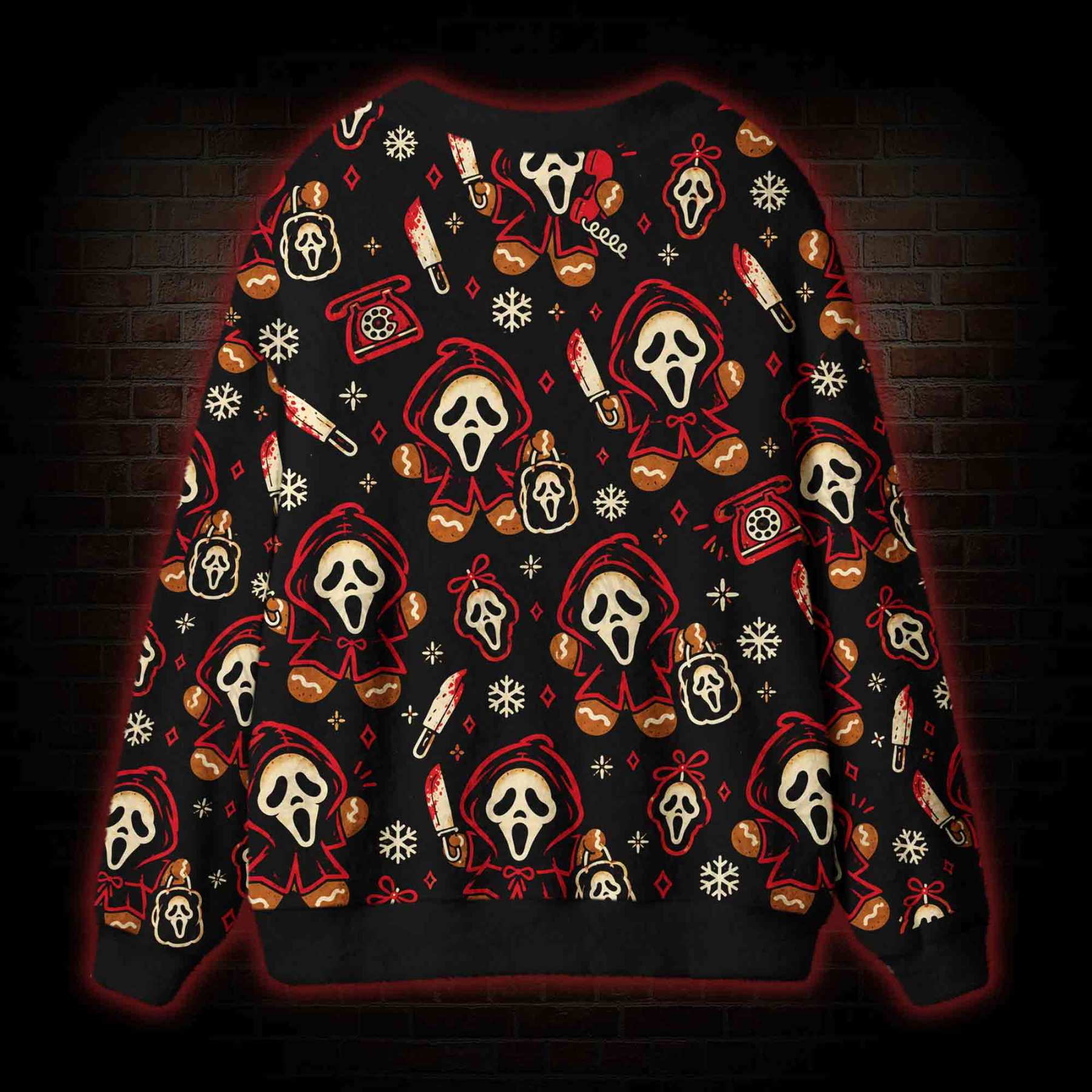 Gingerbread Horror Killer Cardigan Sweater