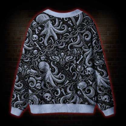 Octopus Skull Moth Cardigan Sweater