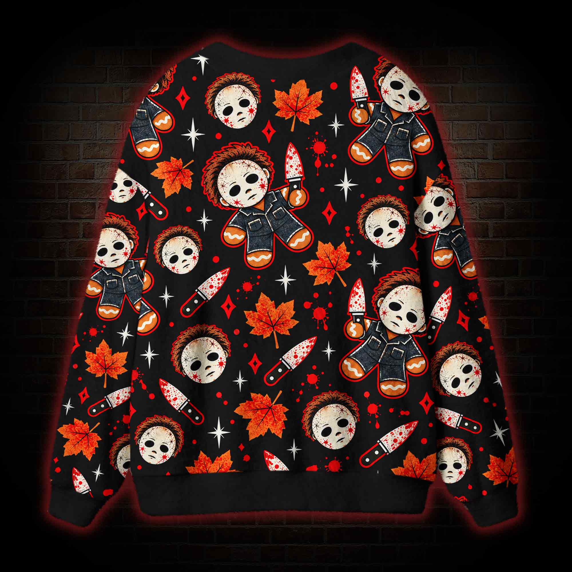 Creepy Gingerbread Man Cardigan Sweater