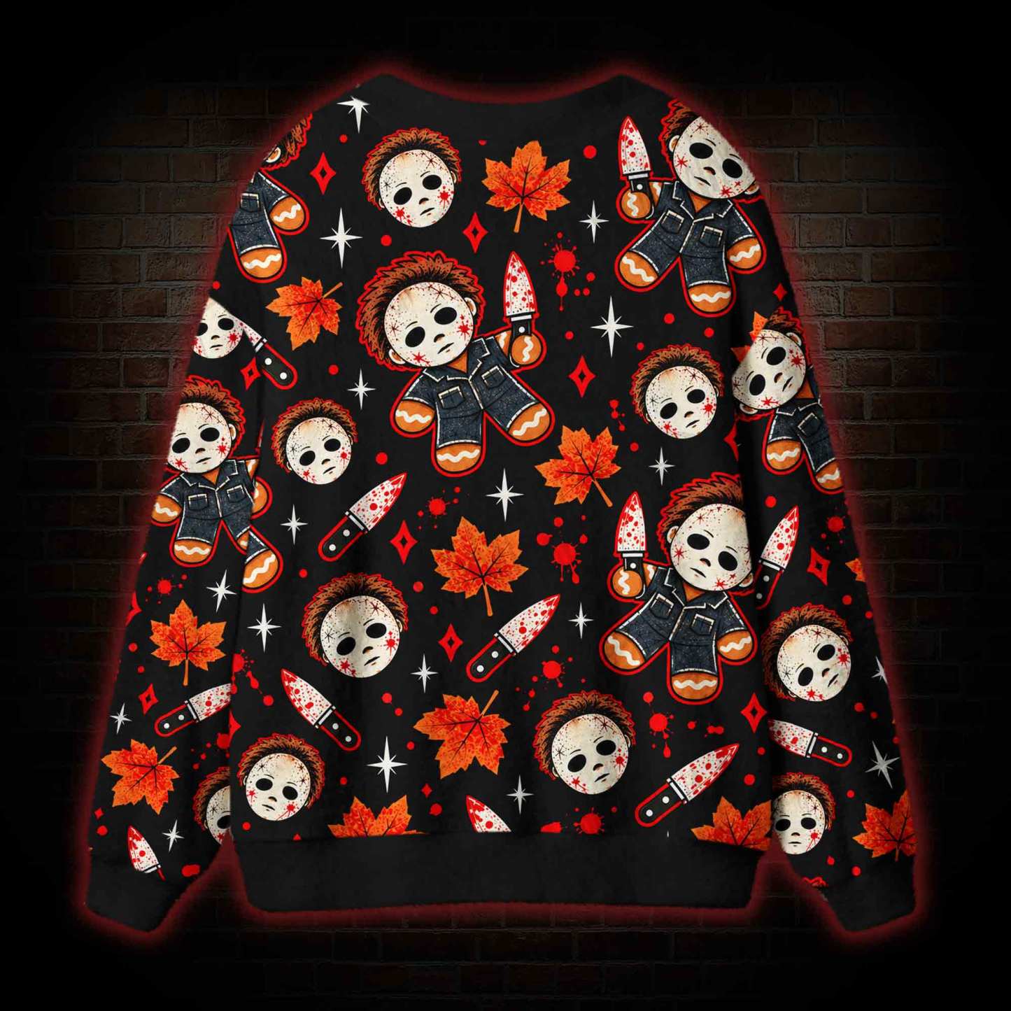 Creepy Gingerbread Man Cardigan Sweater