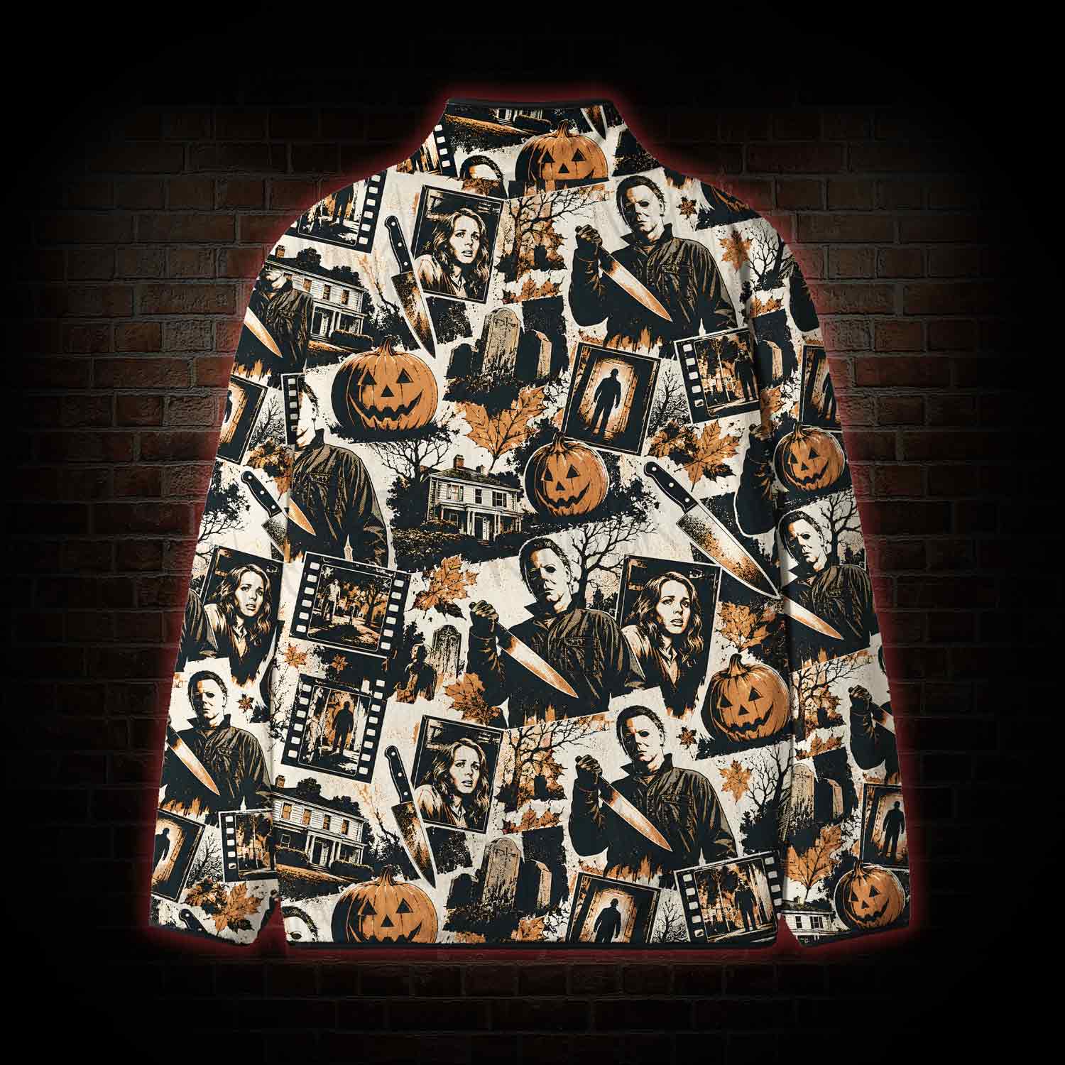 Retro Spooky Halloween Fleece Full-Zip Jacket