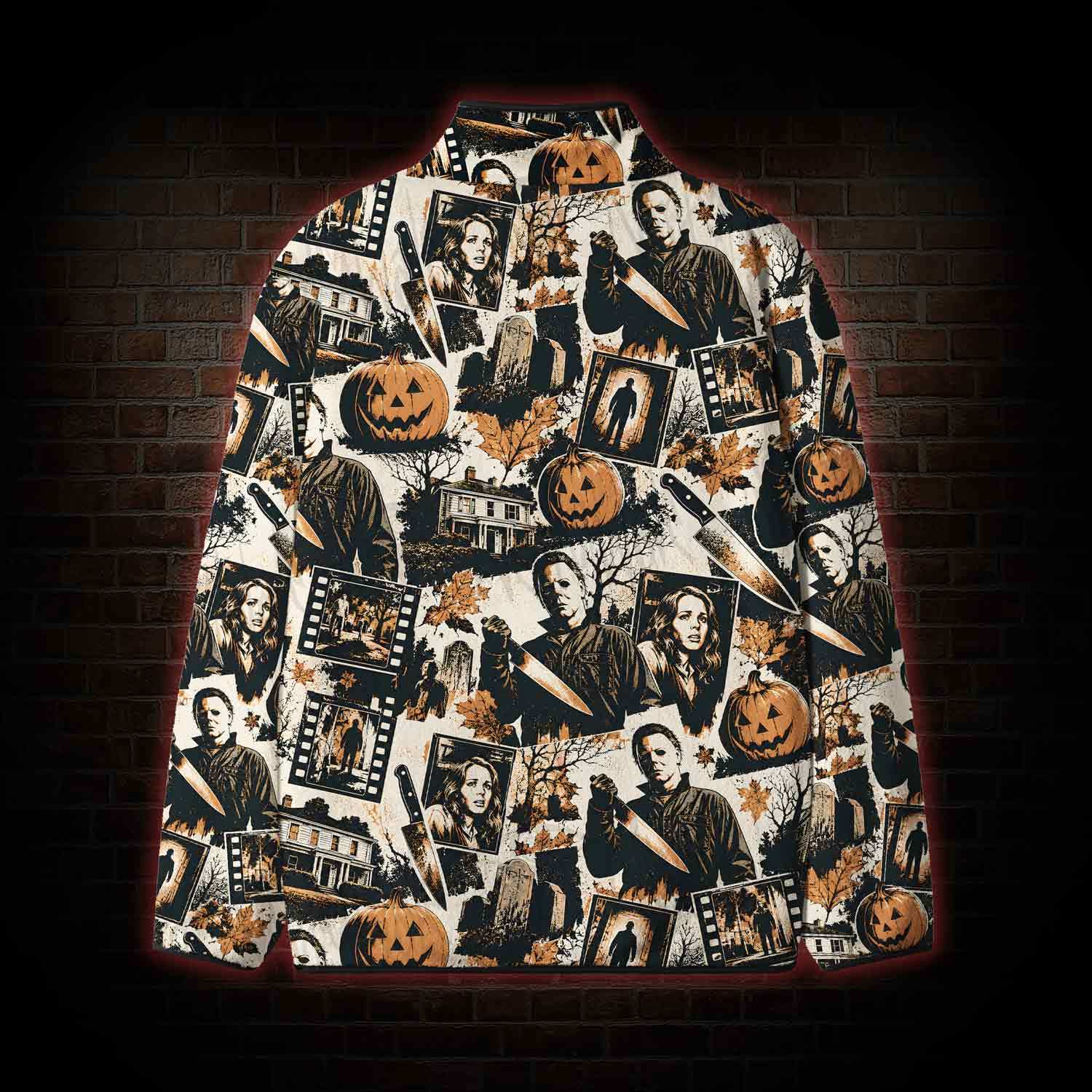 Retro Spooky Halloween Fleece Full-Zip Jacket