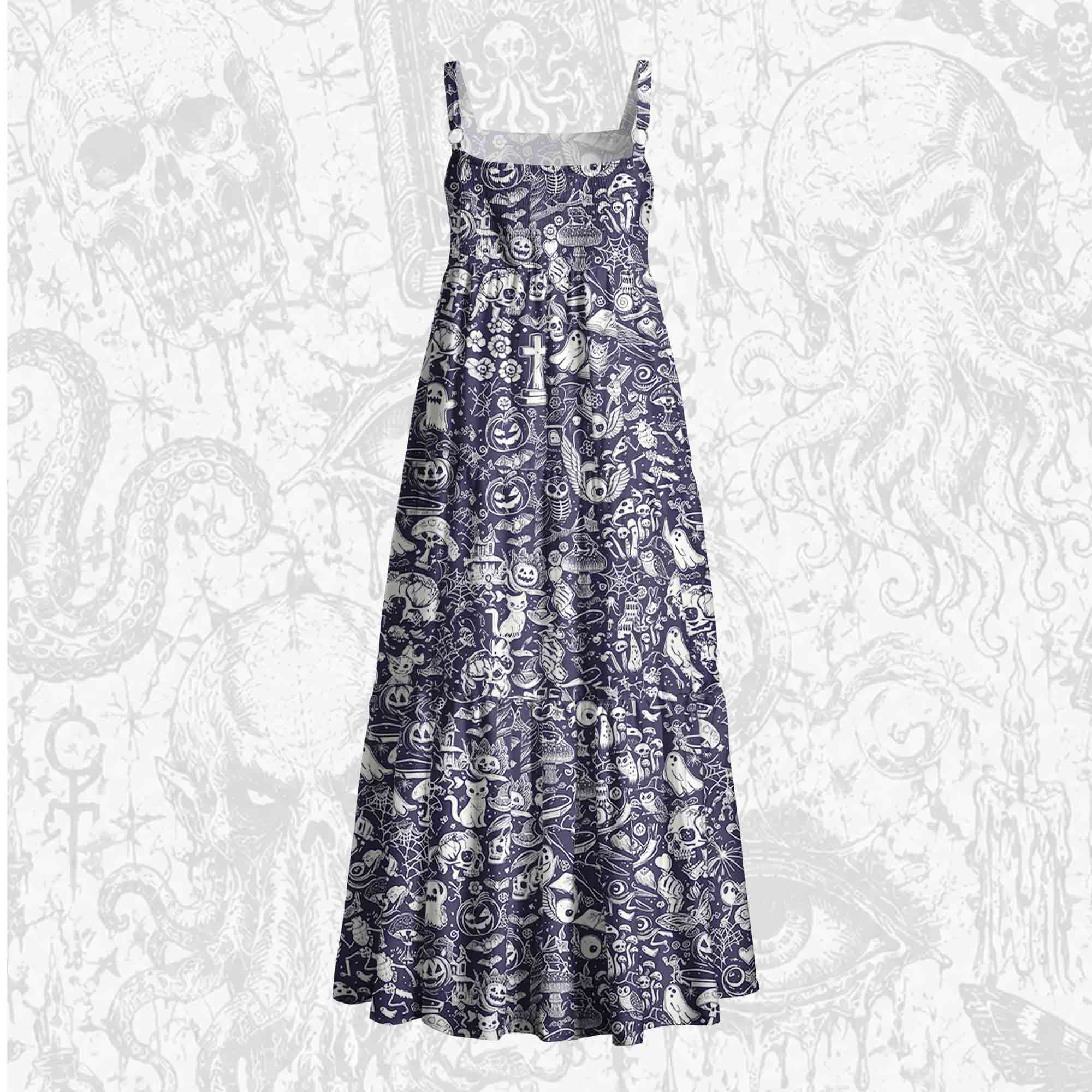 Spooky Carnival Wide Straps Maxi Dress