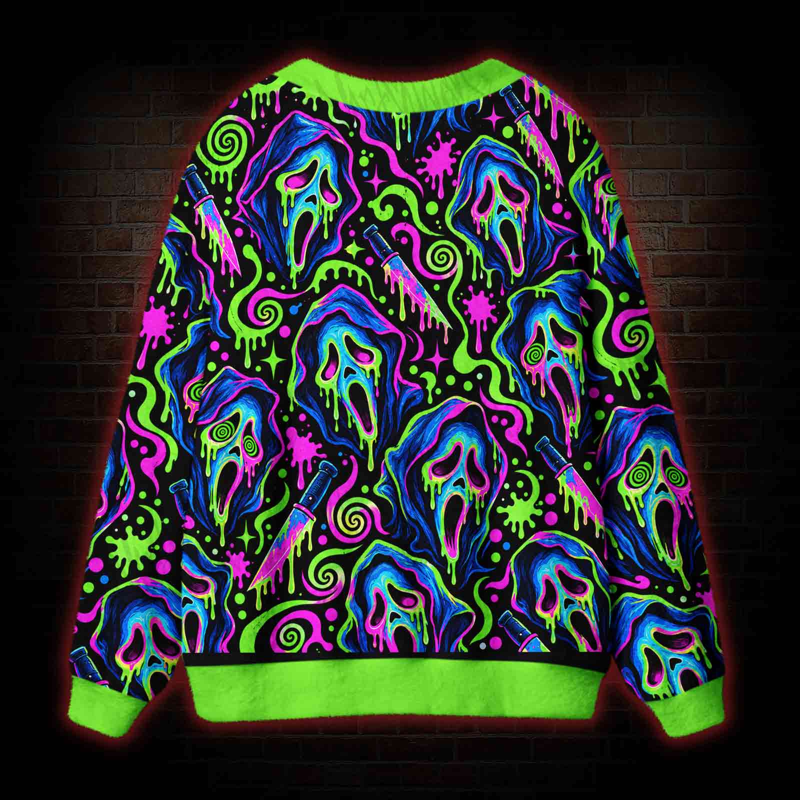 Psychedelic Horror Slasher Cardigan Sweater