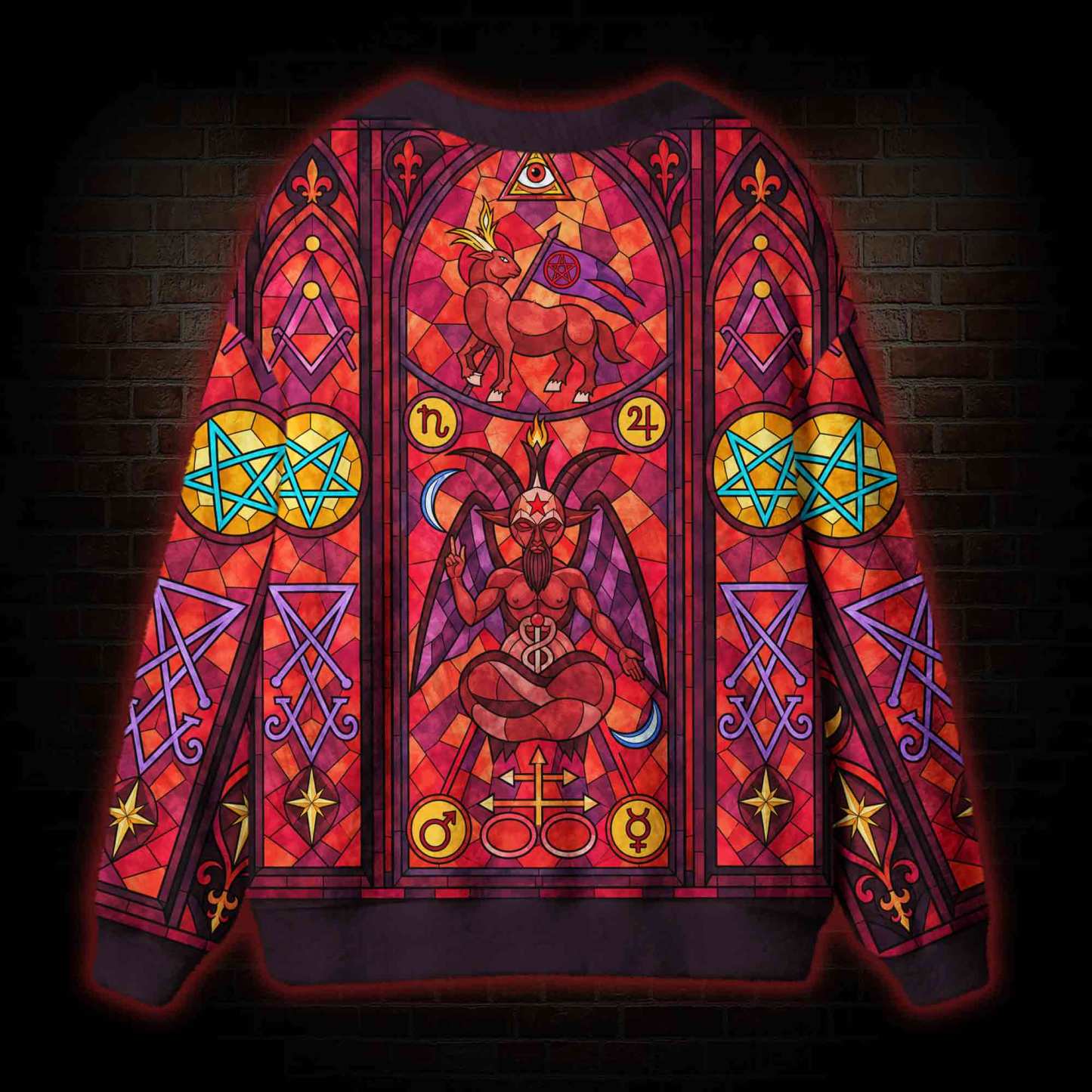 Stained Glass Baphomet Cardigan Sweater