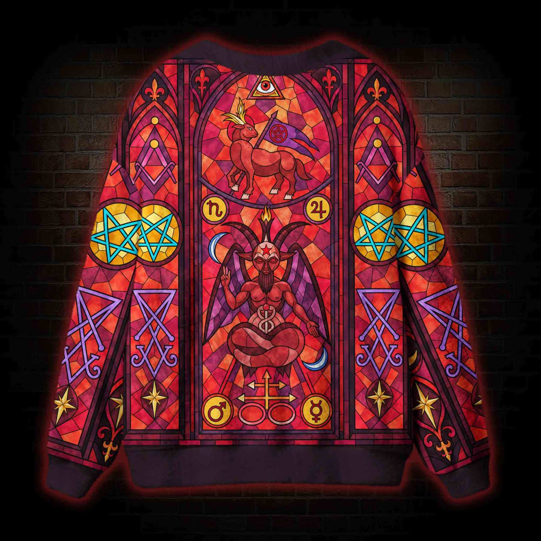 Stained Glass Baphomet Cardigan Sweater