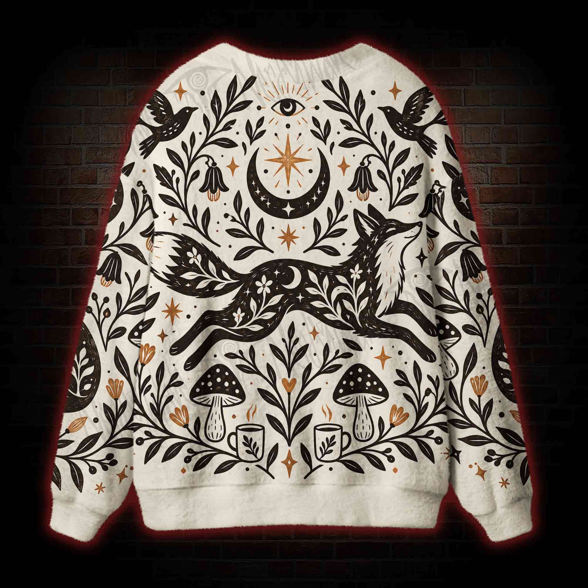 Witchy Celestial Fox Cardigan Sweater