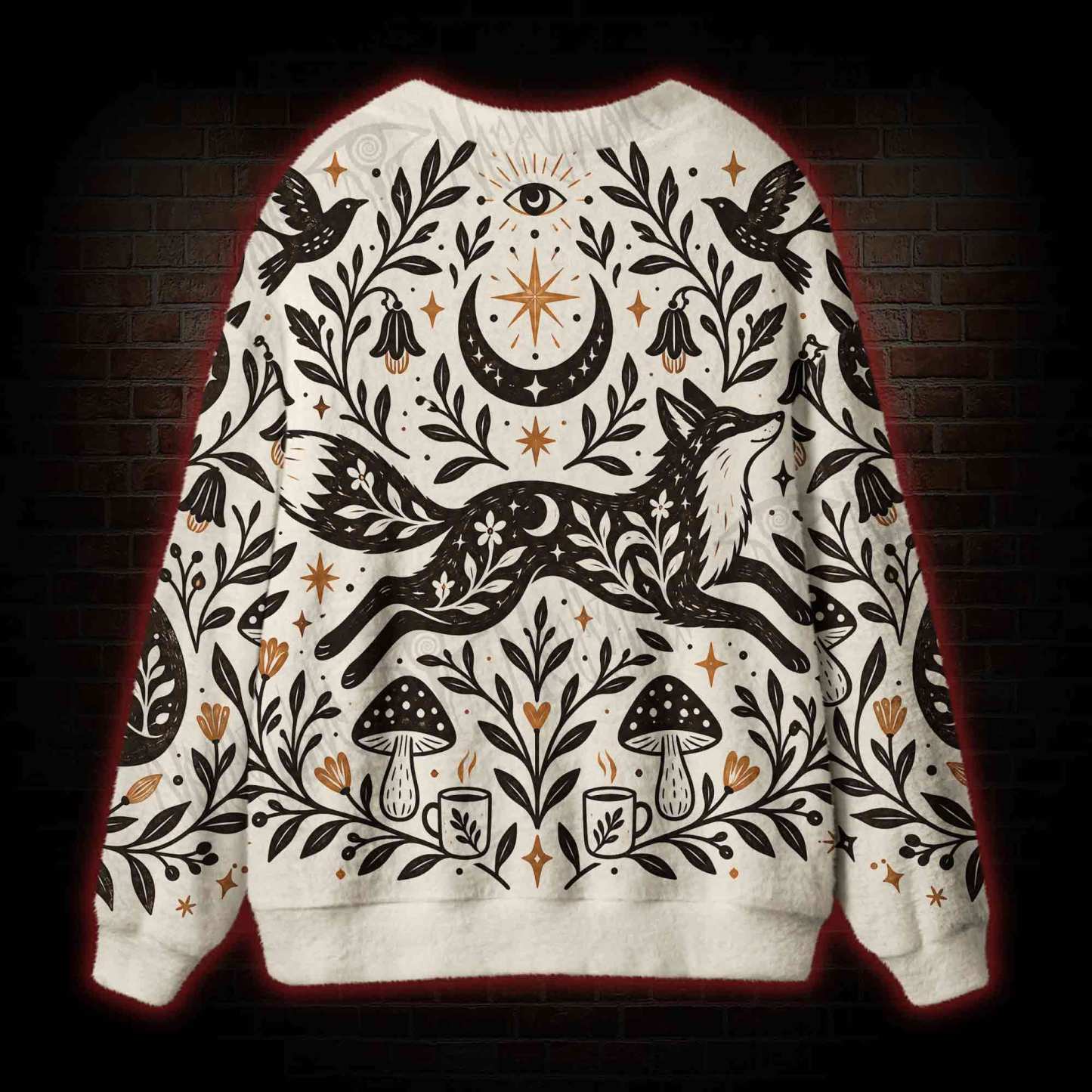 Witchy Celestial Fox Cardigan Sweater