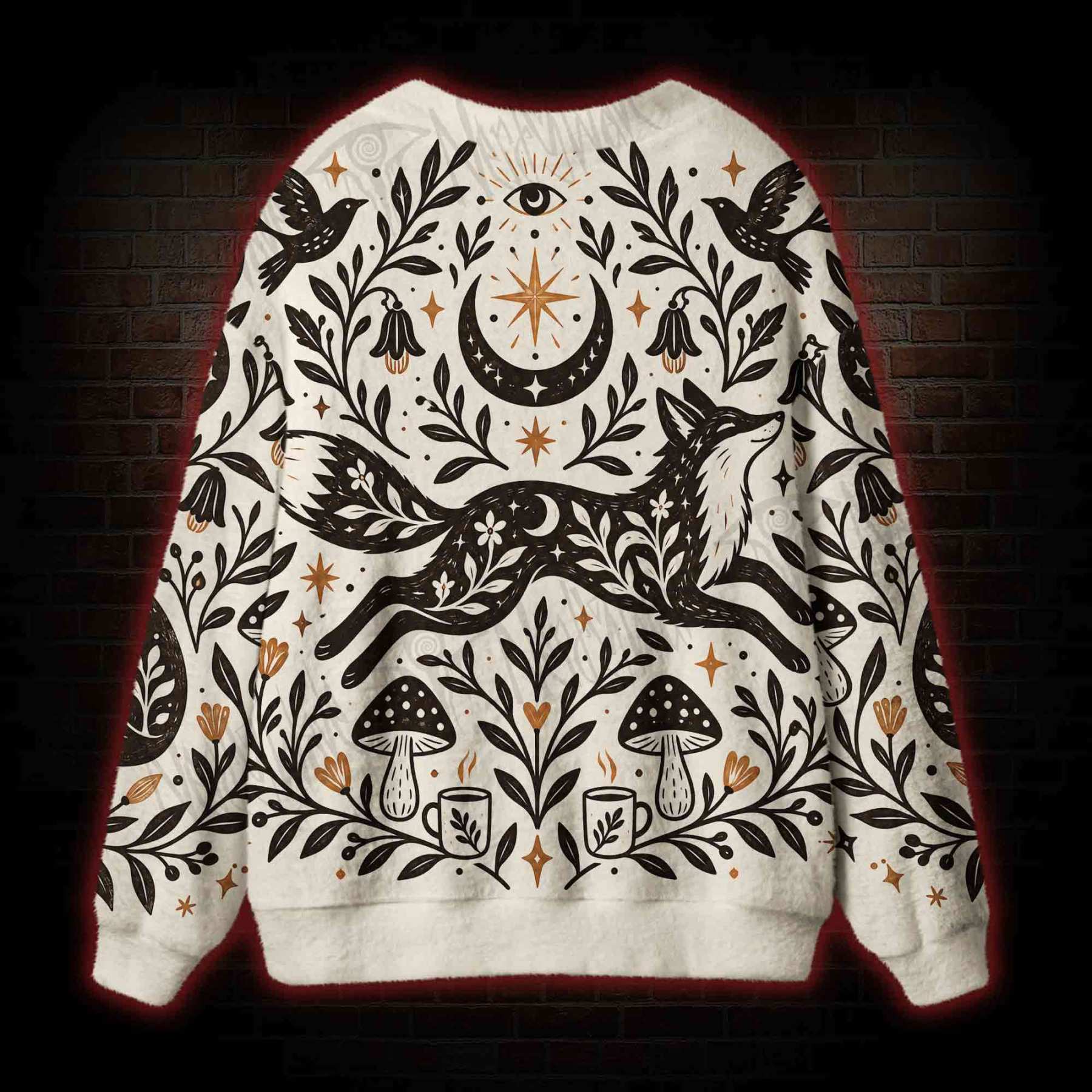 Witchy Celestial Fox Cardigan Sweater