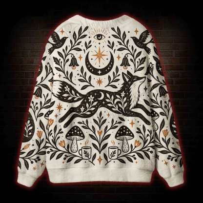 Witchy Celestial Fox Cardigan Sweater