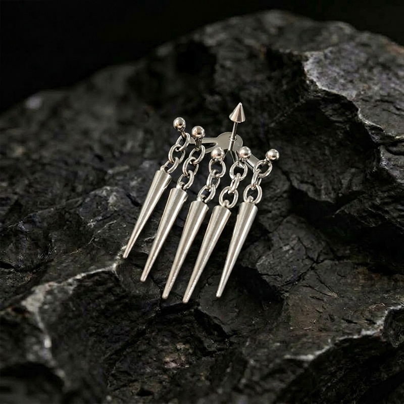 Bone Chain Spikes Earrings