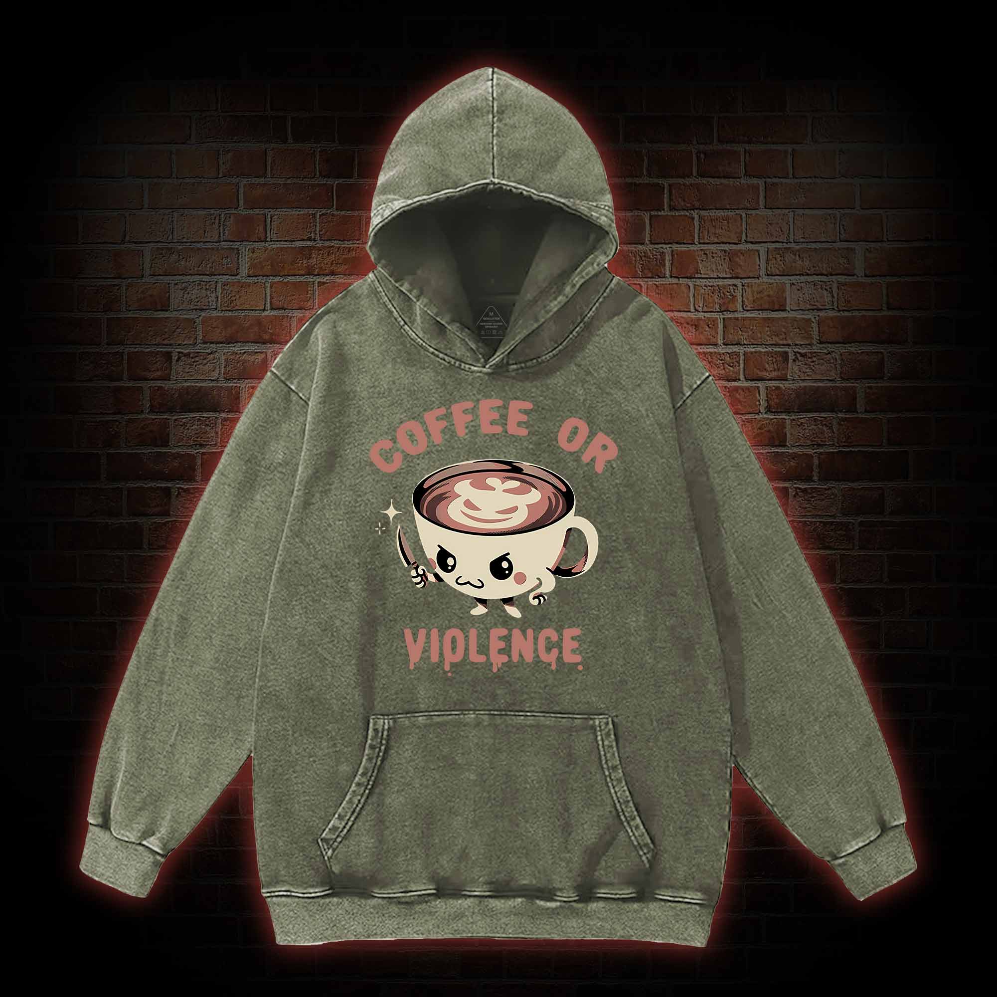 Coffee Or Violence Washed Hoodie