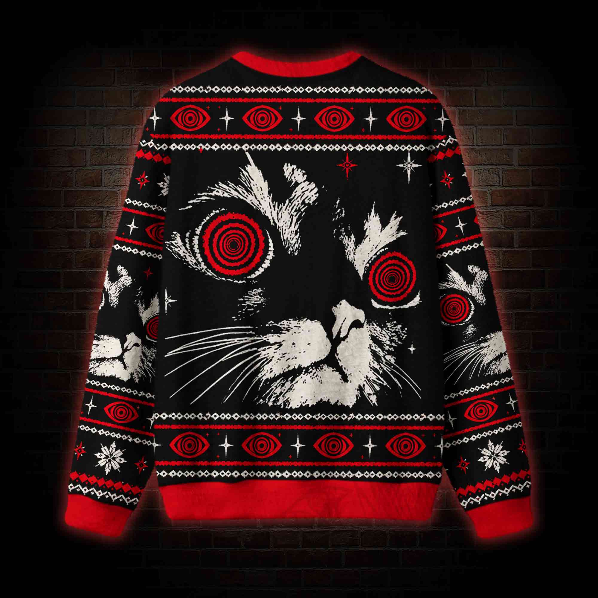 Hypnotic Spiral Eyes Cat Ugly Sweatshirts