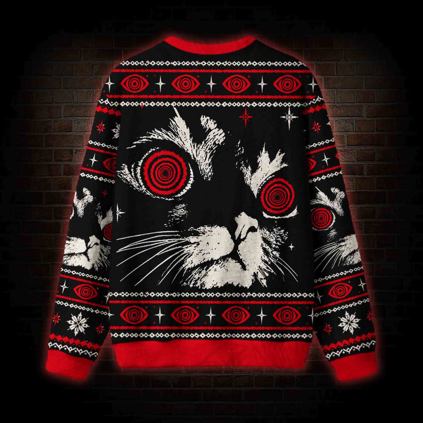 Hypnotic Spiral Eyes Cat Ugly Sweatshirts