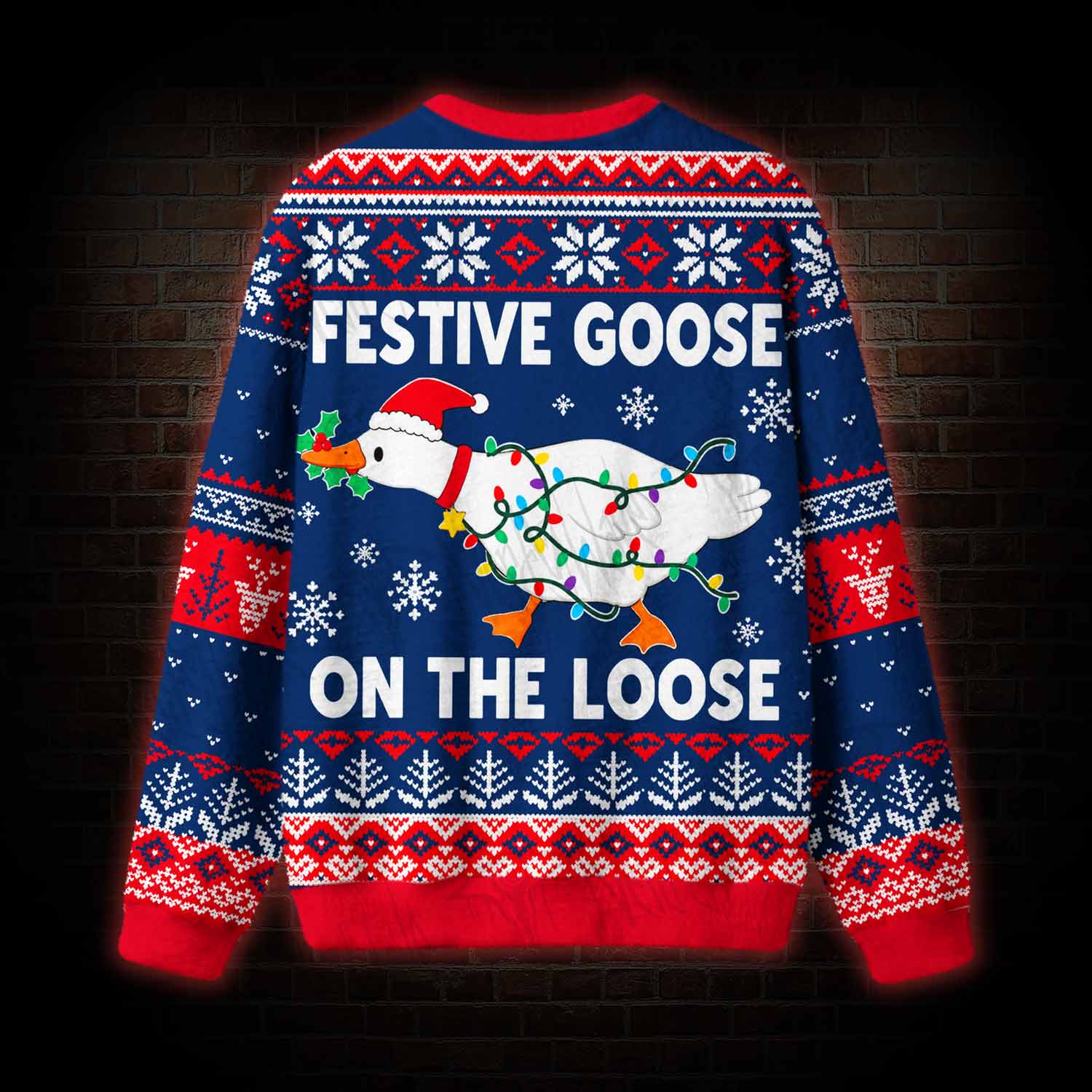 Festive Goose on the Loose Ugly Sweatshirts