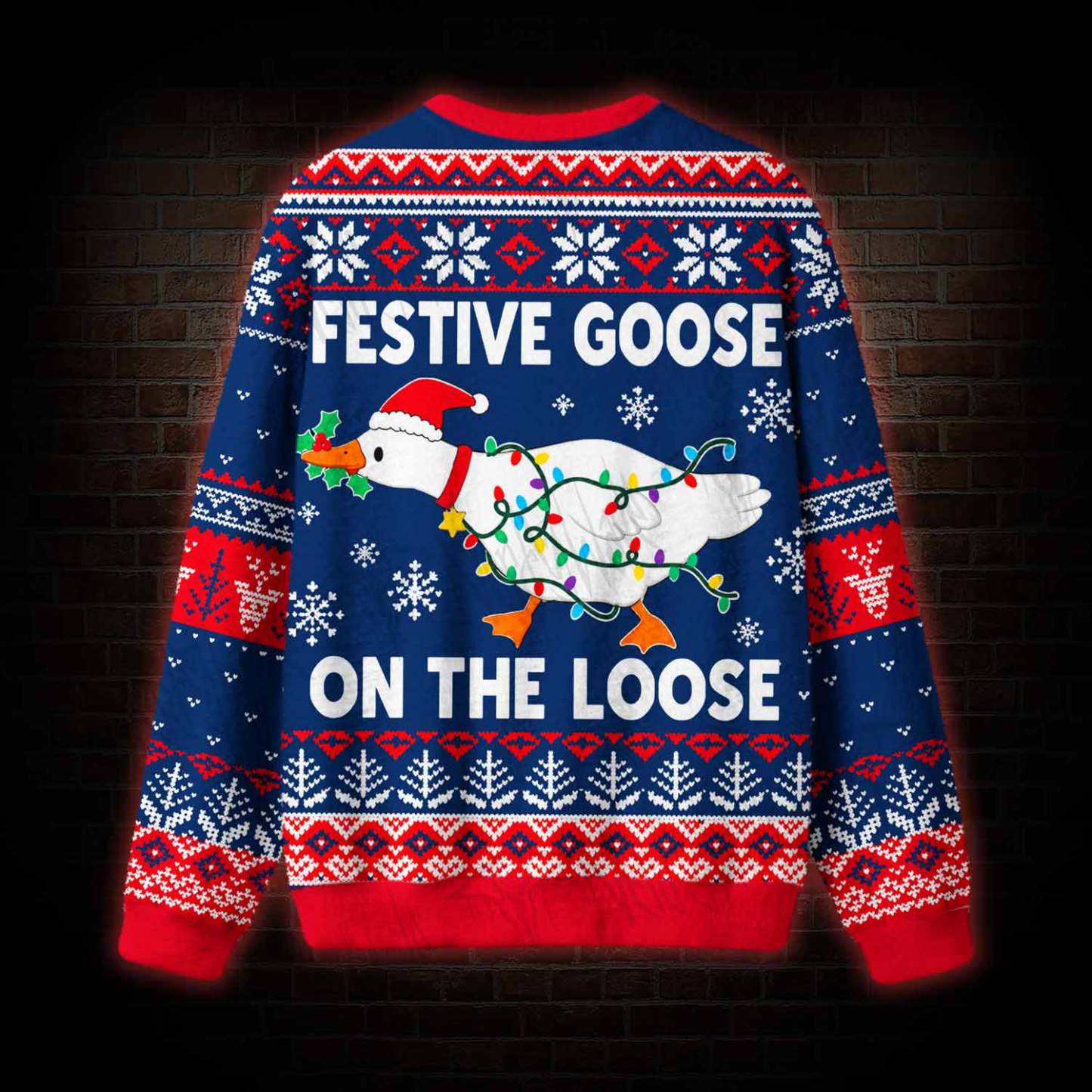 Festive Goose on the Loose Ugly Sweatshirts