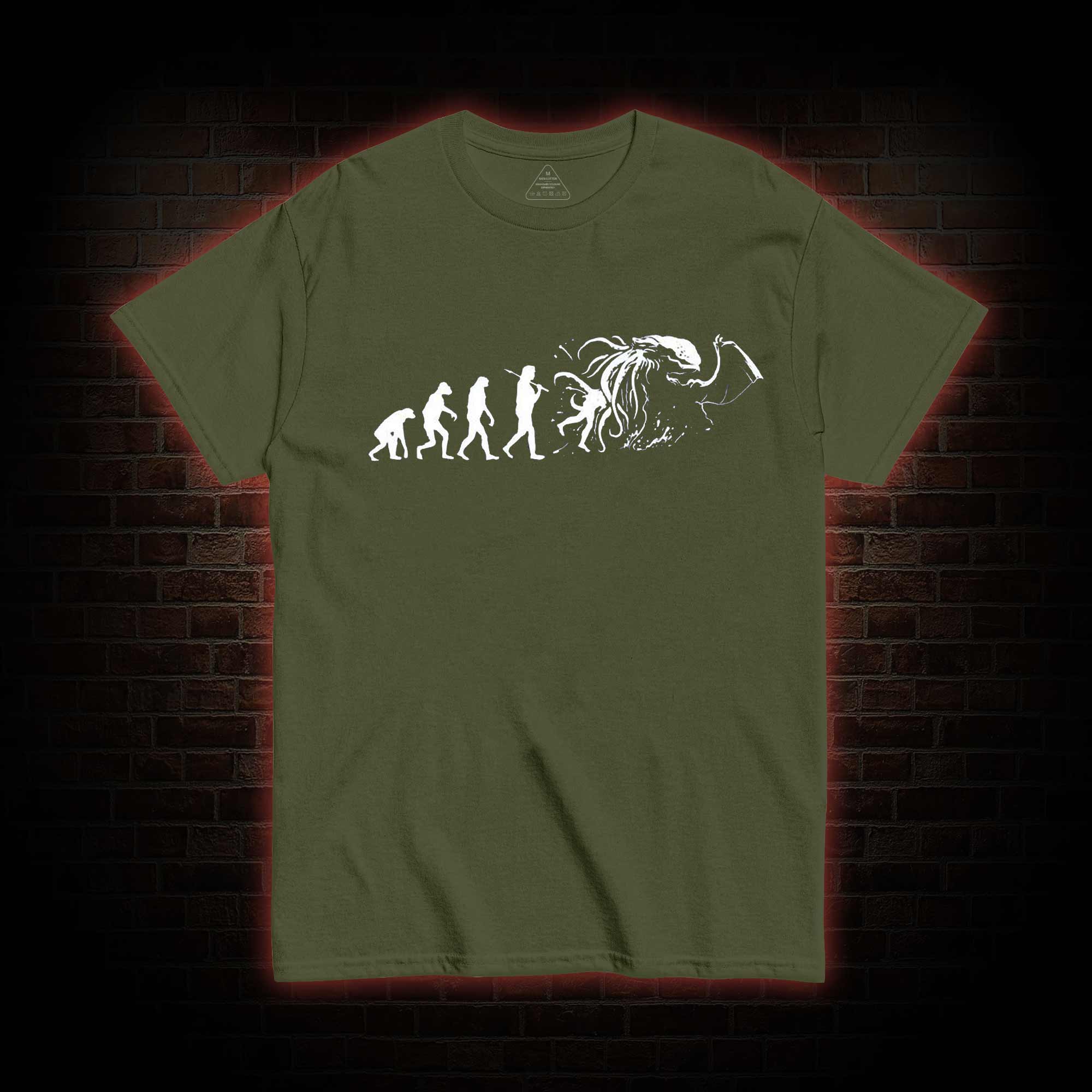 Mens Evolution of Cthulhu Funny Parody T-shirt