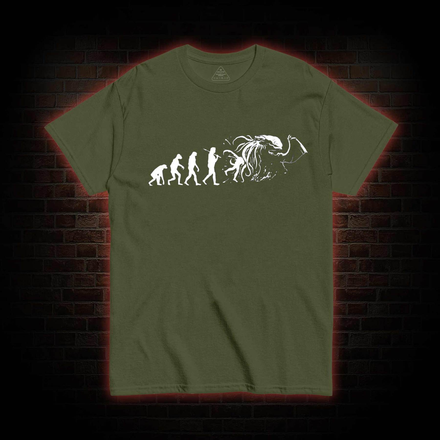 Mens Evolution of Cthulhu Funny Parody T-shirt