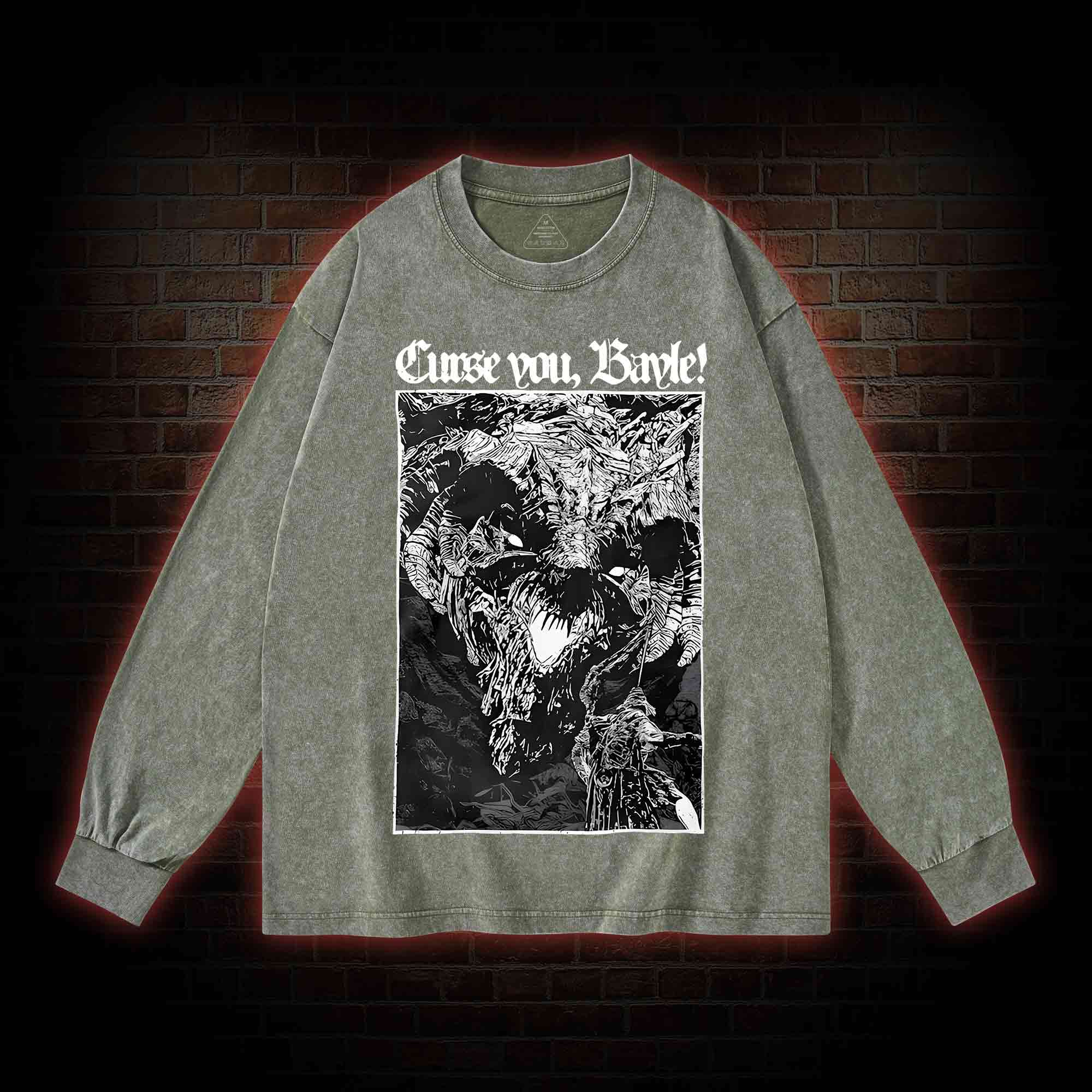 Curse You Bayle! Washed Long-Sleeve T-shirt