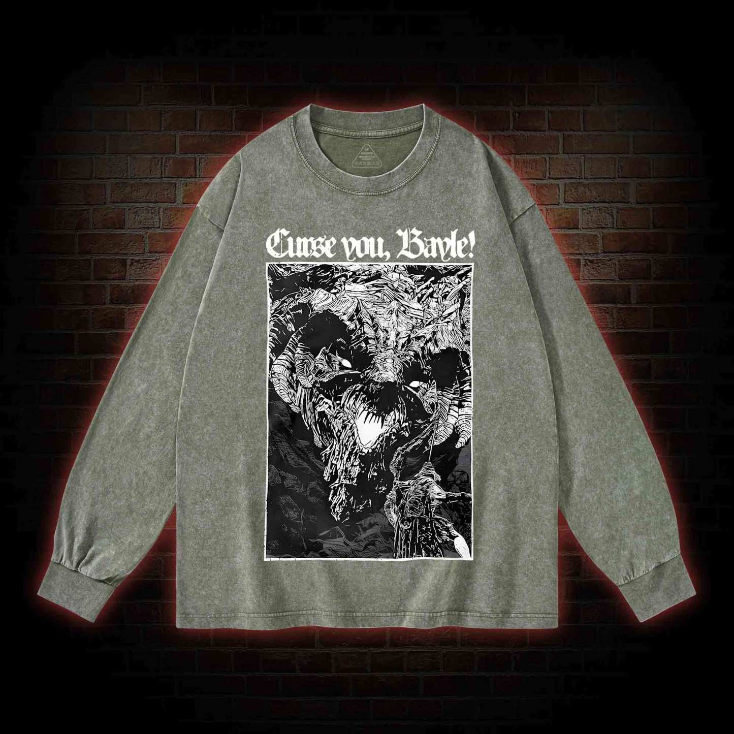 Curse You Bayle! Washed Long-Sleeve T-shirt