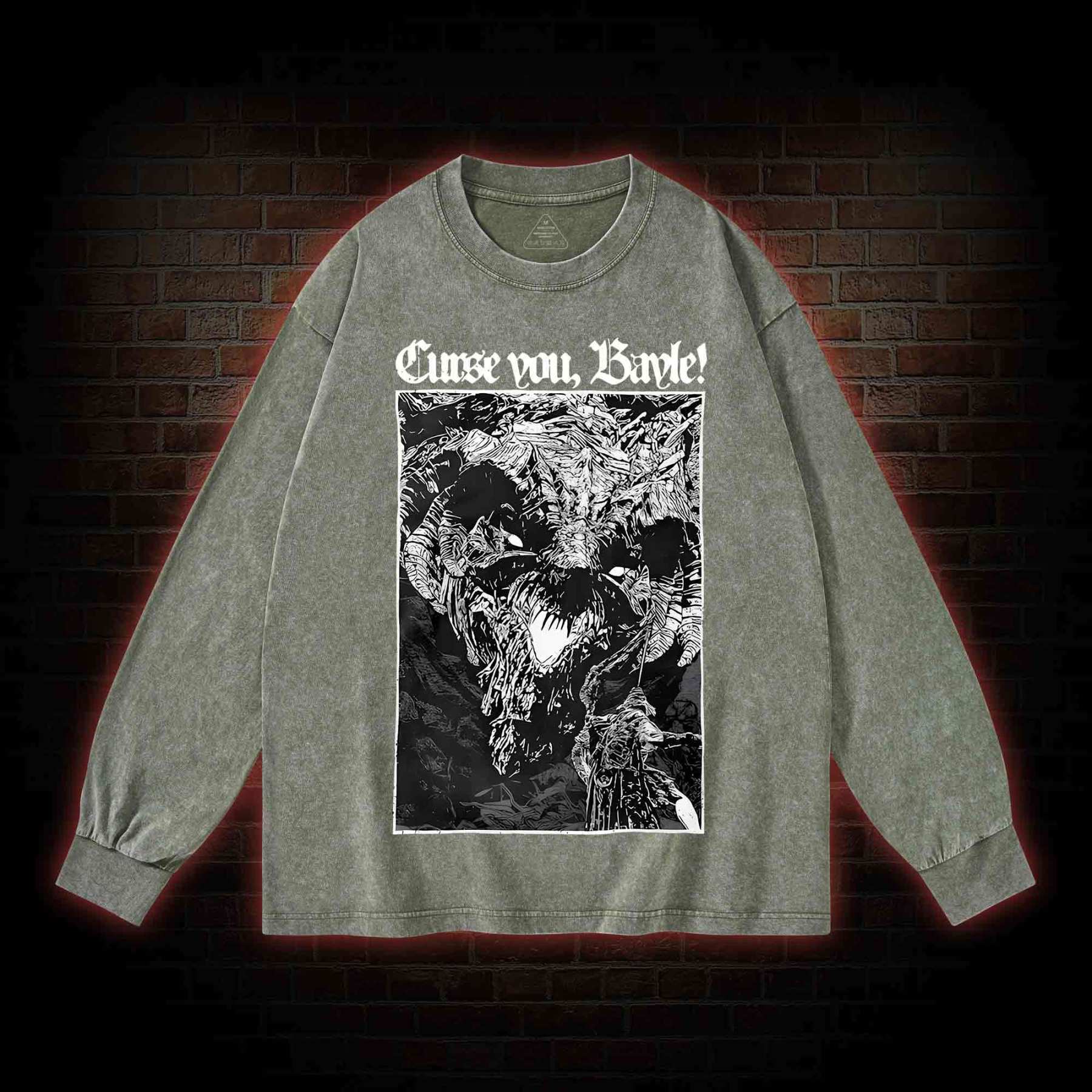 Curse You Bayle! Washed Long-Sleeve T-shirt