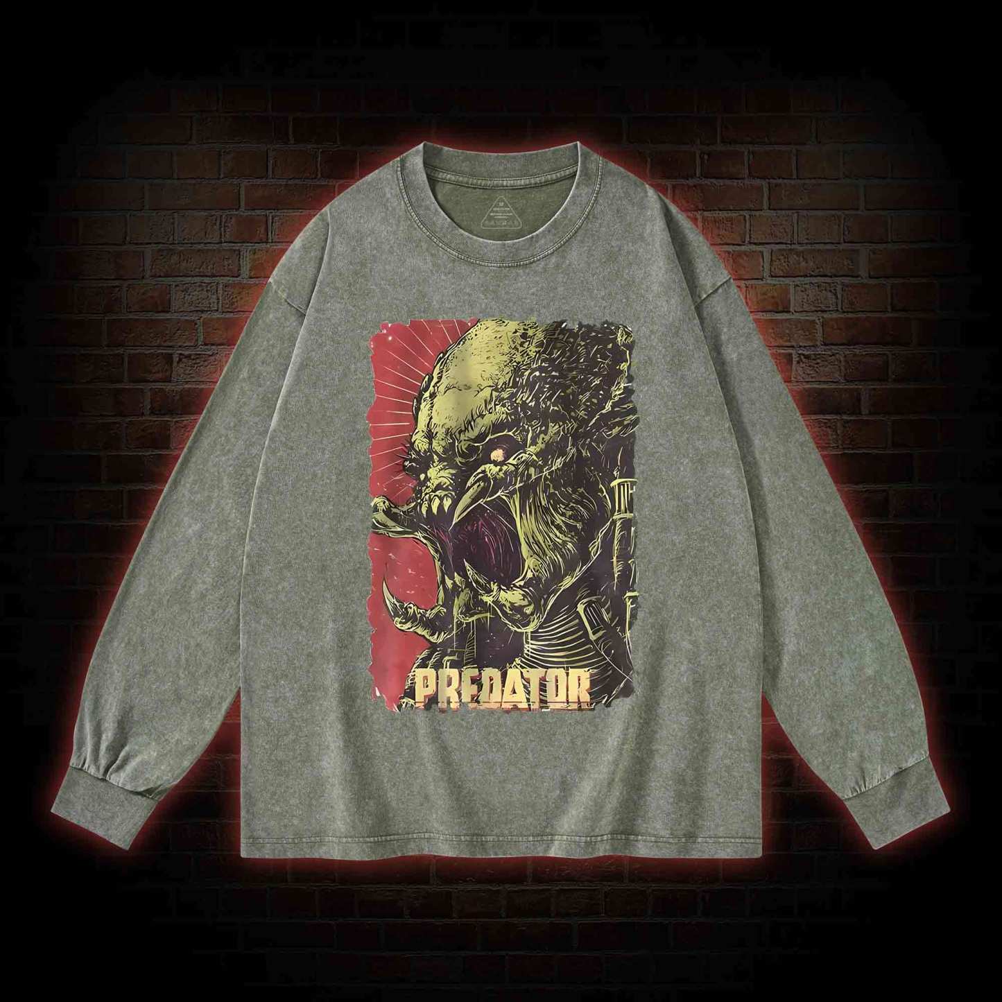 Alien Vs Alien Hunter Vintage Movie Washed Long-Sleeve T-shirt