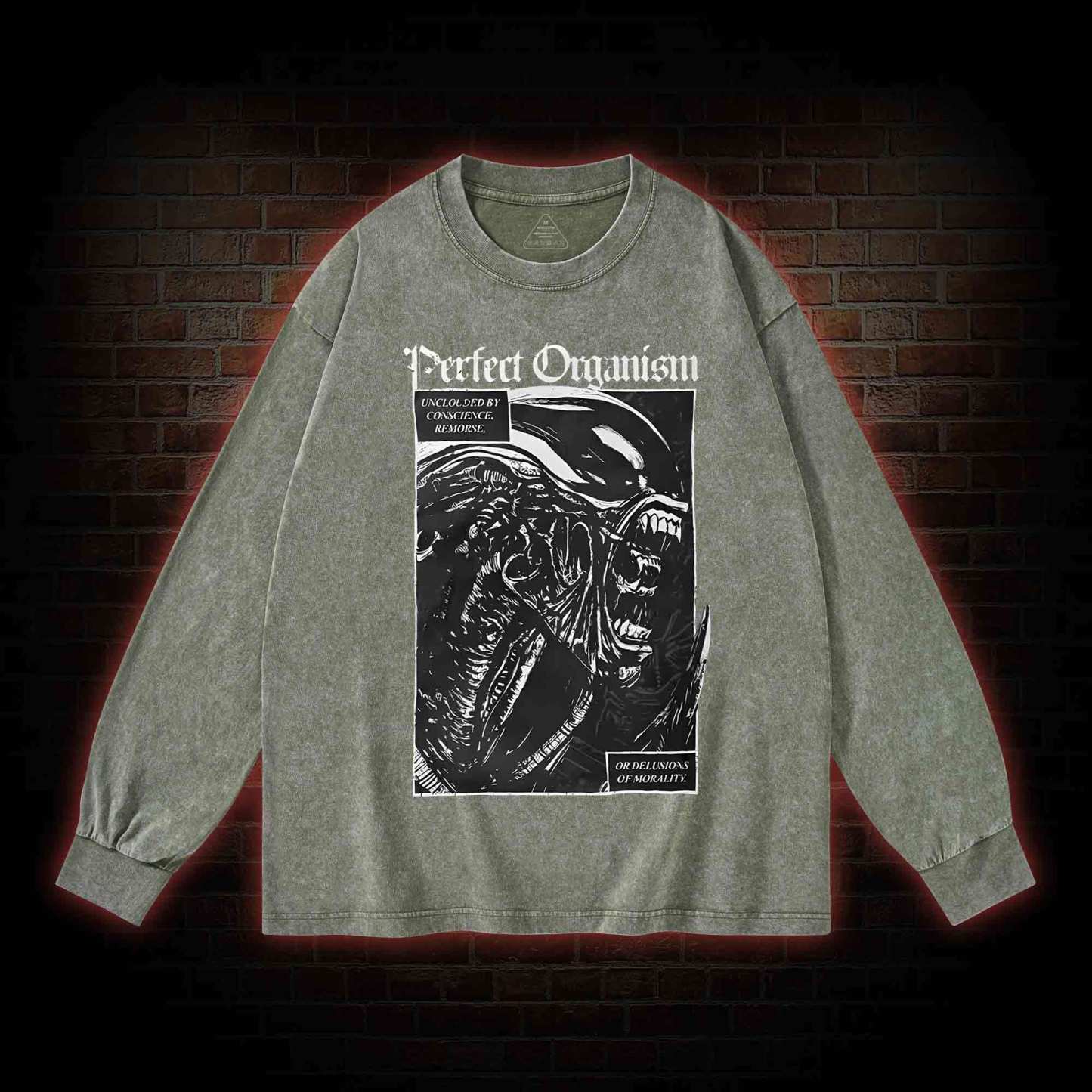 Alien Perfect Organism Washed Long-Sleeve T-shirt-nerdywave