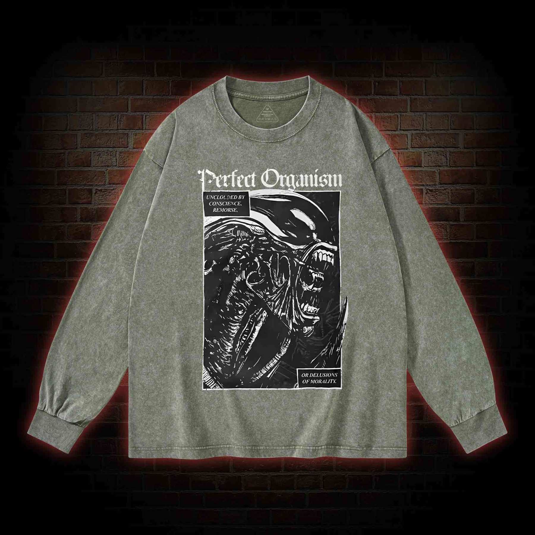 Alien Perfect Organism Washed Long-Sleeve T-shirt-nerdywave