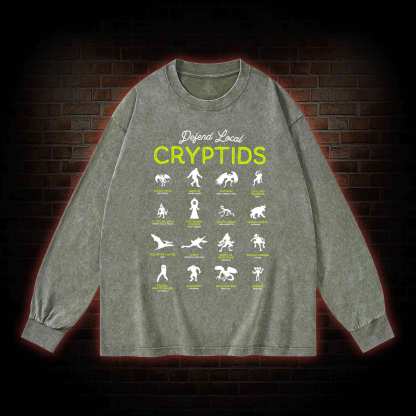Defend Local Cryptids Creature Collection Washed Long-Sleeve T-shirt