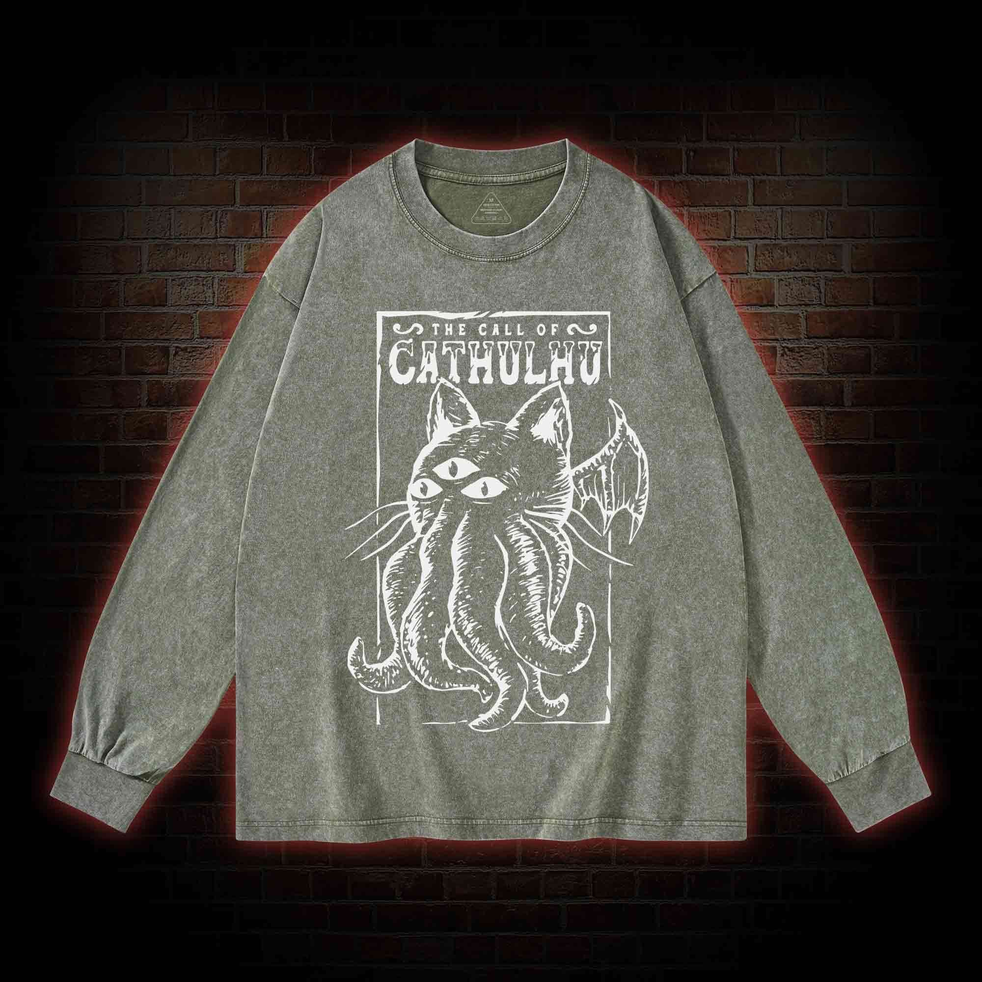 The Call Of Cathulhu Essential Washed Long-Sleeve T-shirt