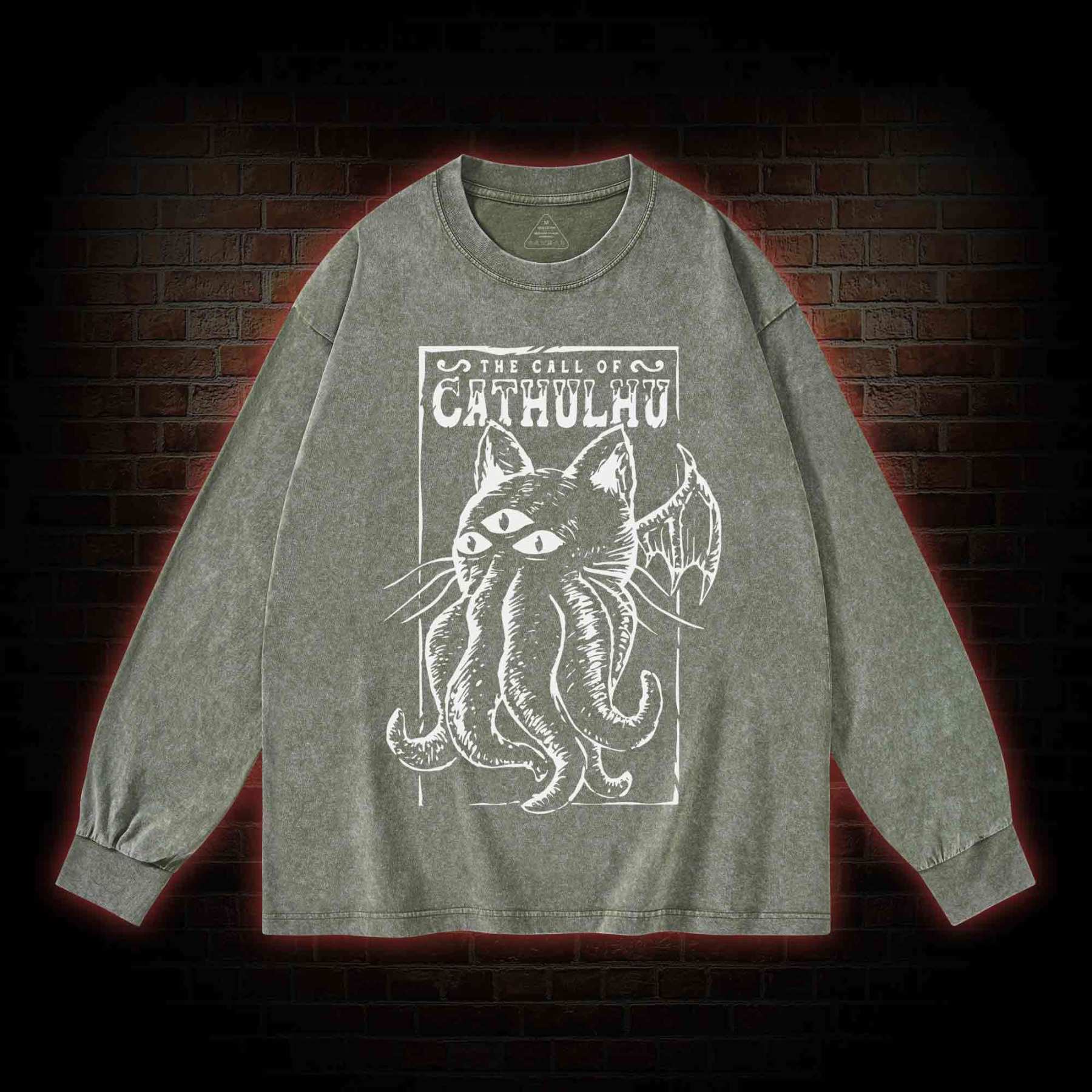 The Call Of Cathulhu Essential Washed Long-Sleeve T-shirt