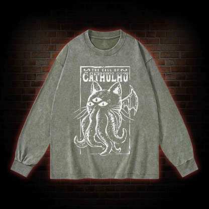 The Call Of Cathulhu Essential Washed Long-Sleeve T-shirt