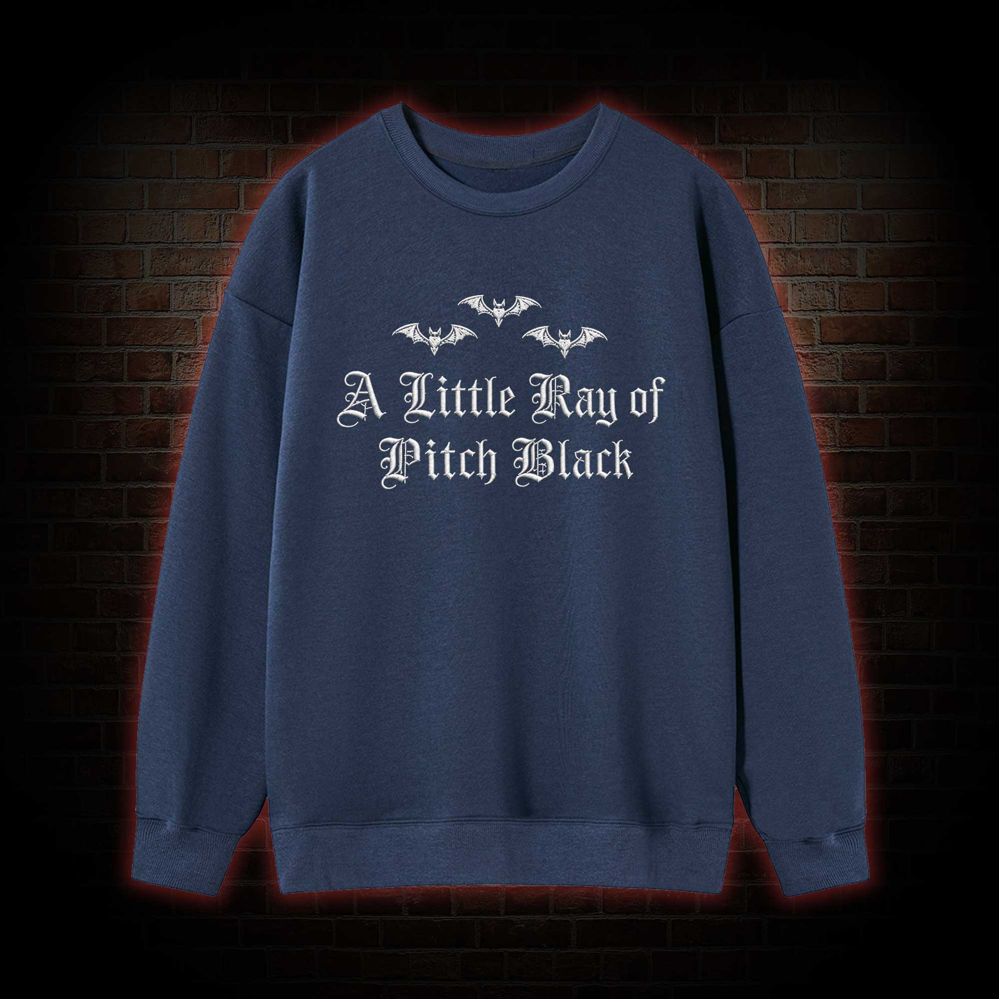 A Little Ray of Pitch Black Embroidered Sweatshirt