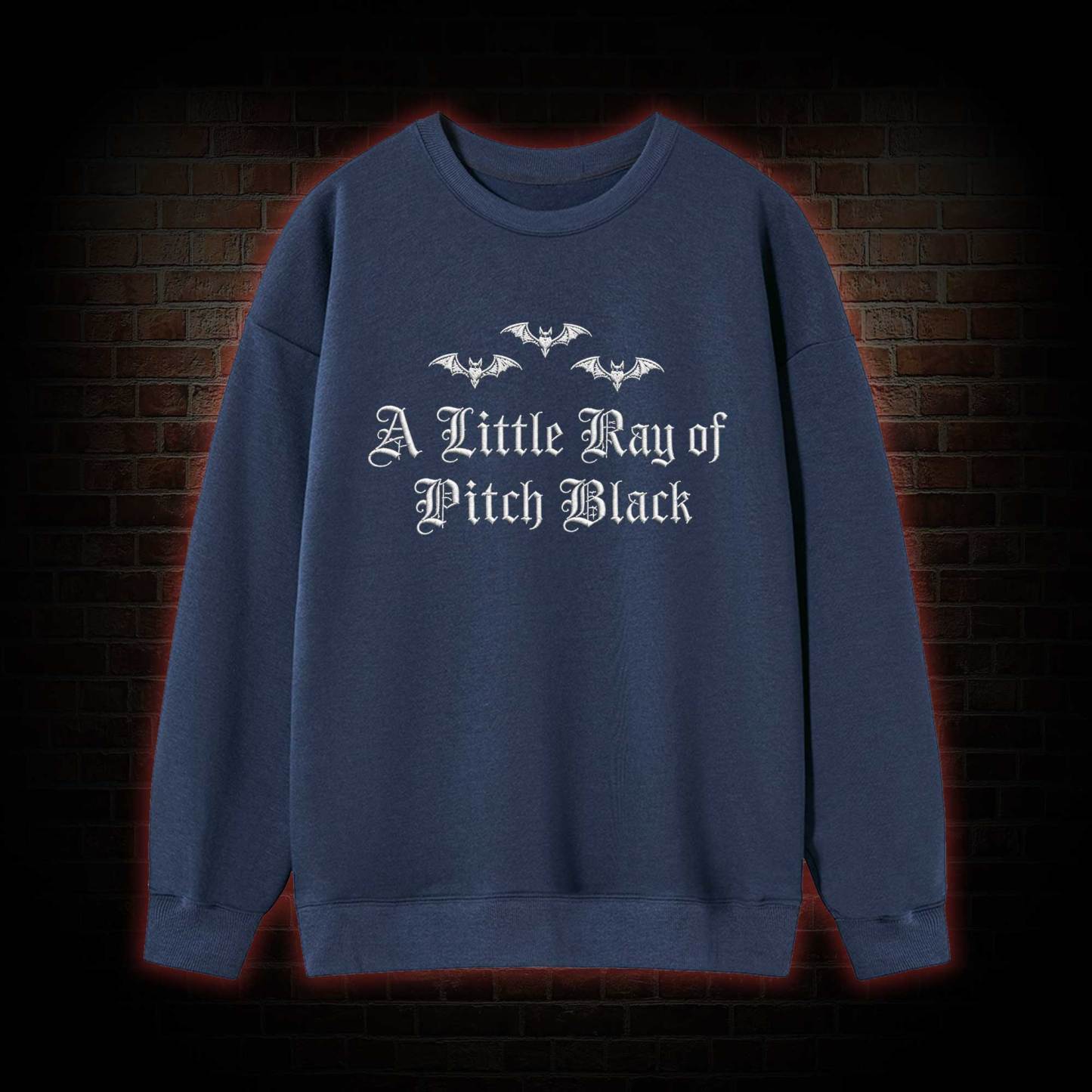 A Little Ray of Pitch Black Embroidered Sweatshirt