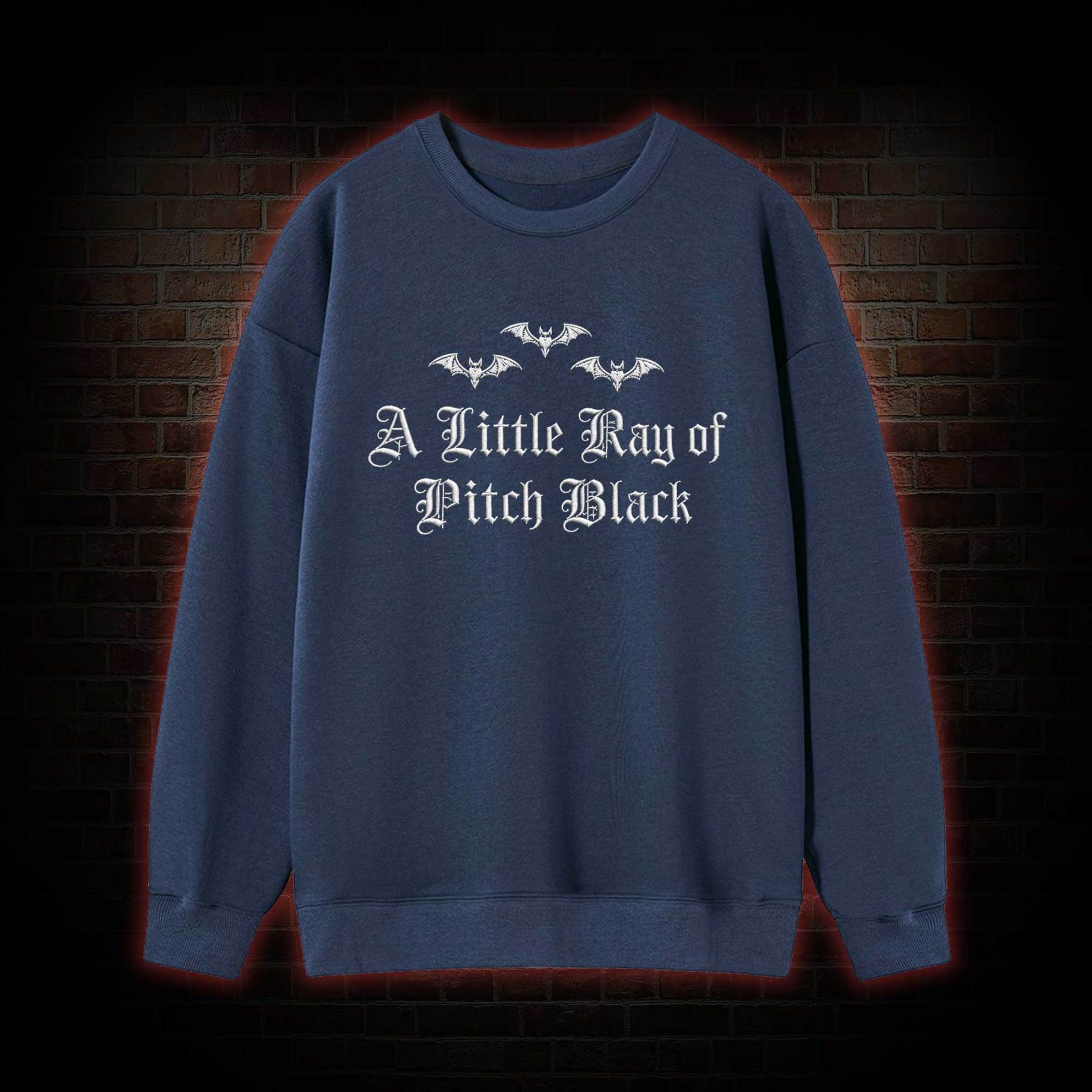 A Little Ray of Pitch Black Embroidered Sweatshirt