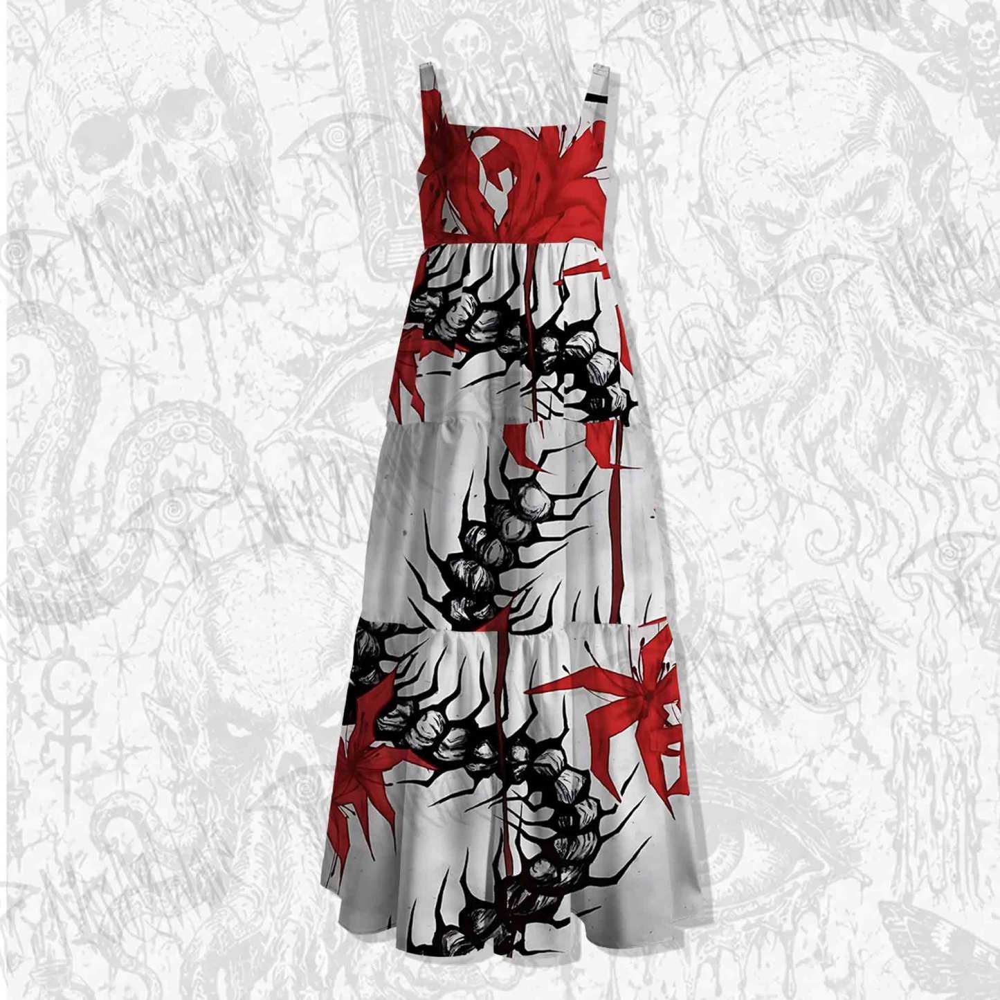 Red Spider Lily Wide Straps Maxi Dress