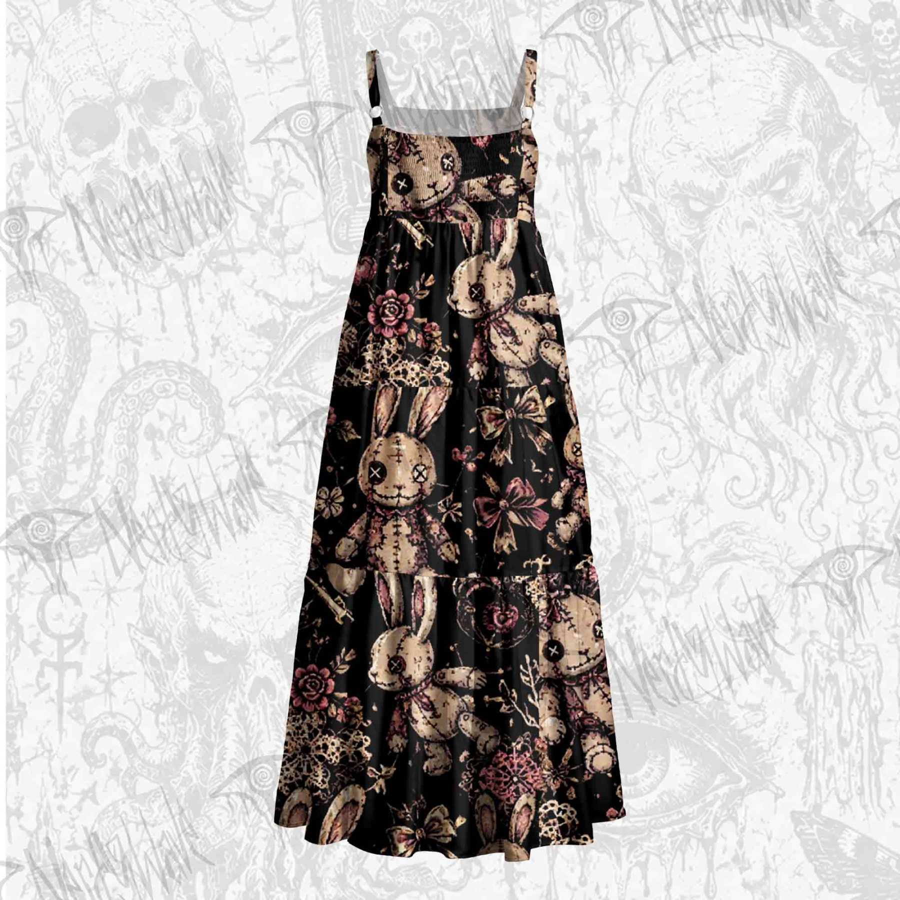 Button Eyes Wide Straps Maxi Dress