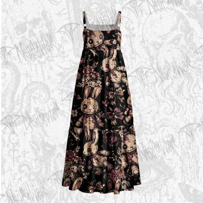 Button Eyes Wide Straps Maxi Dress