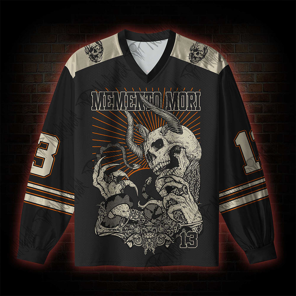 Memento Mori Horror V-Neck Long Sleeve Jersey