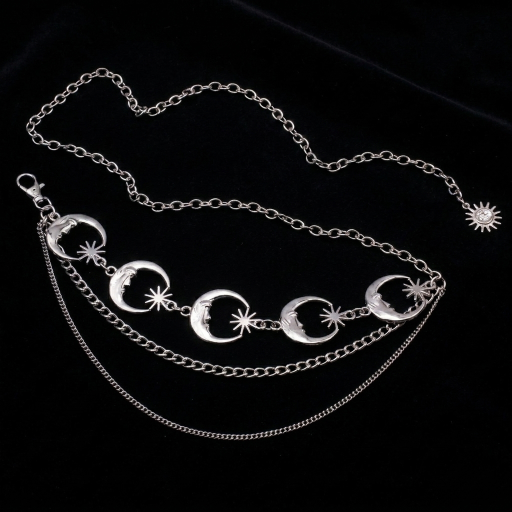 Gothic Moon Sun Chain Belt