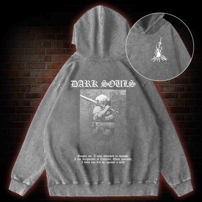 Onion Knight Back Print Washed Hoodie