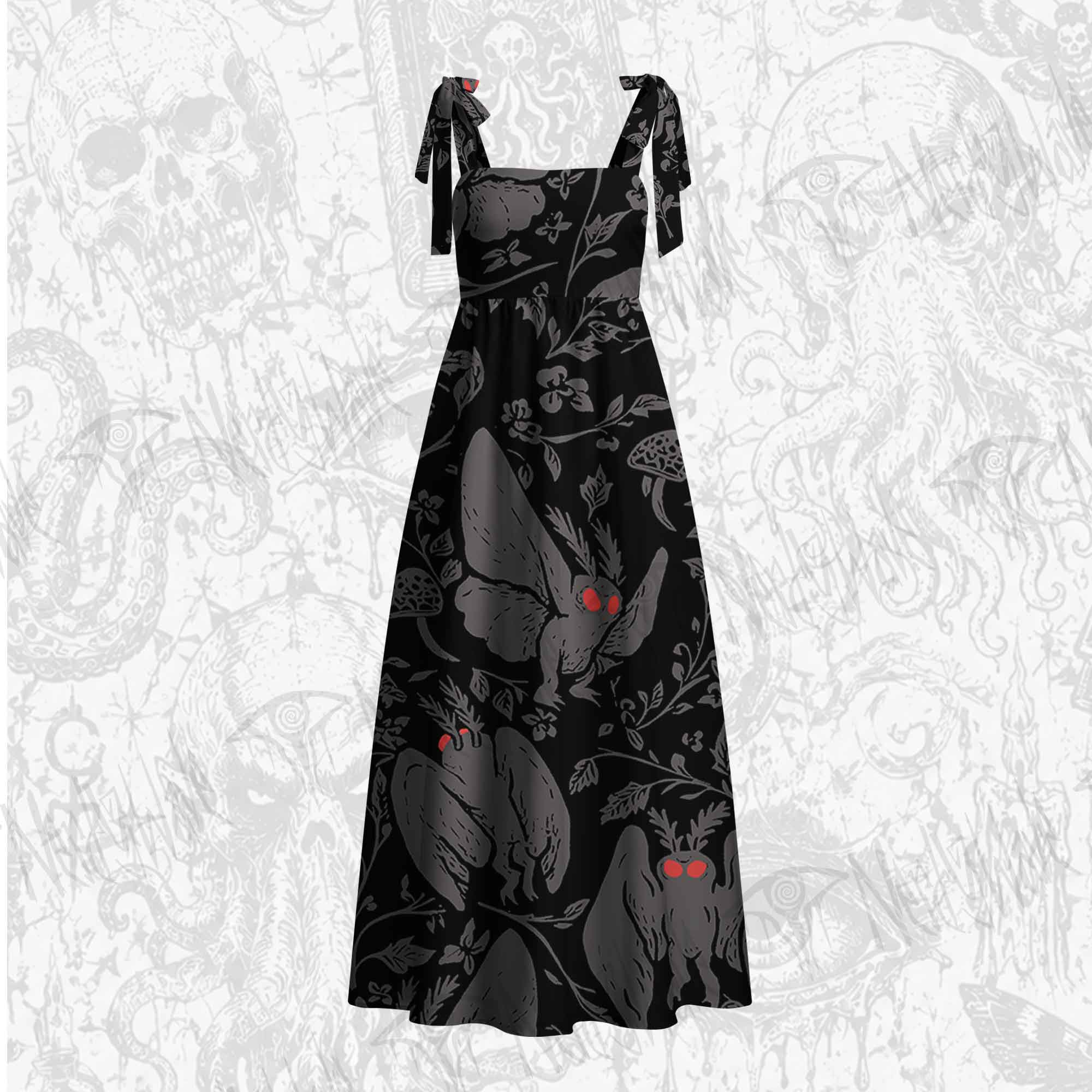 Mothman in the Jungle Tie Shoulder Maxi Dress