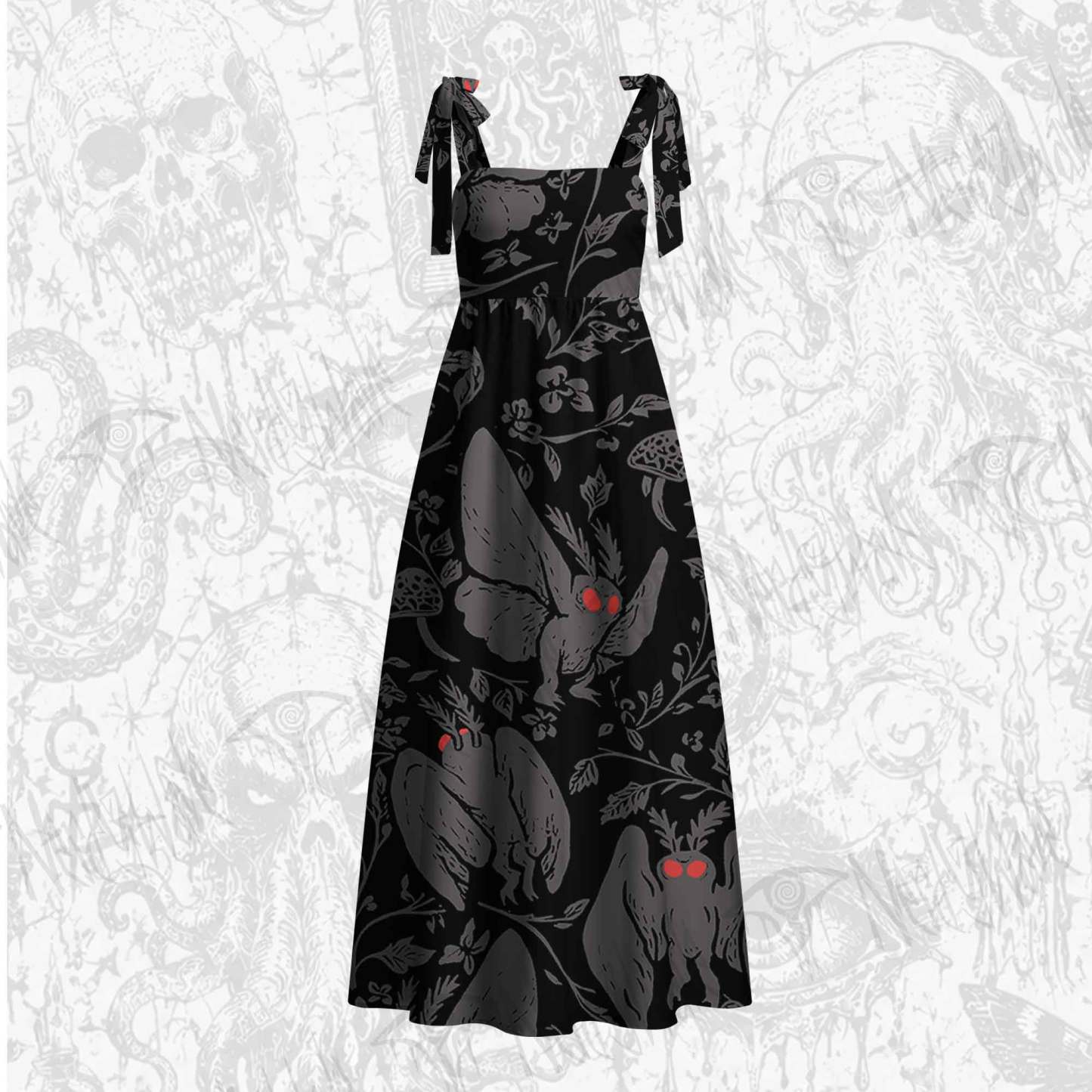 Mothman in the Jungle Tie Shoulder Maxi Dress