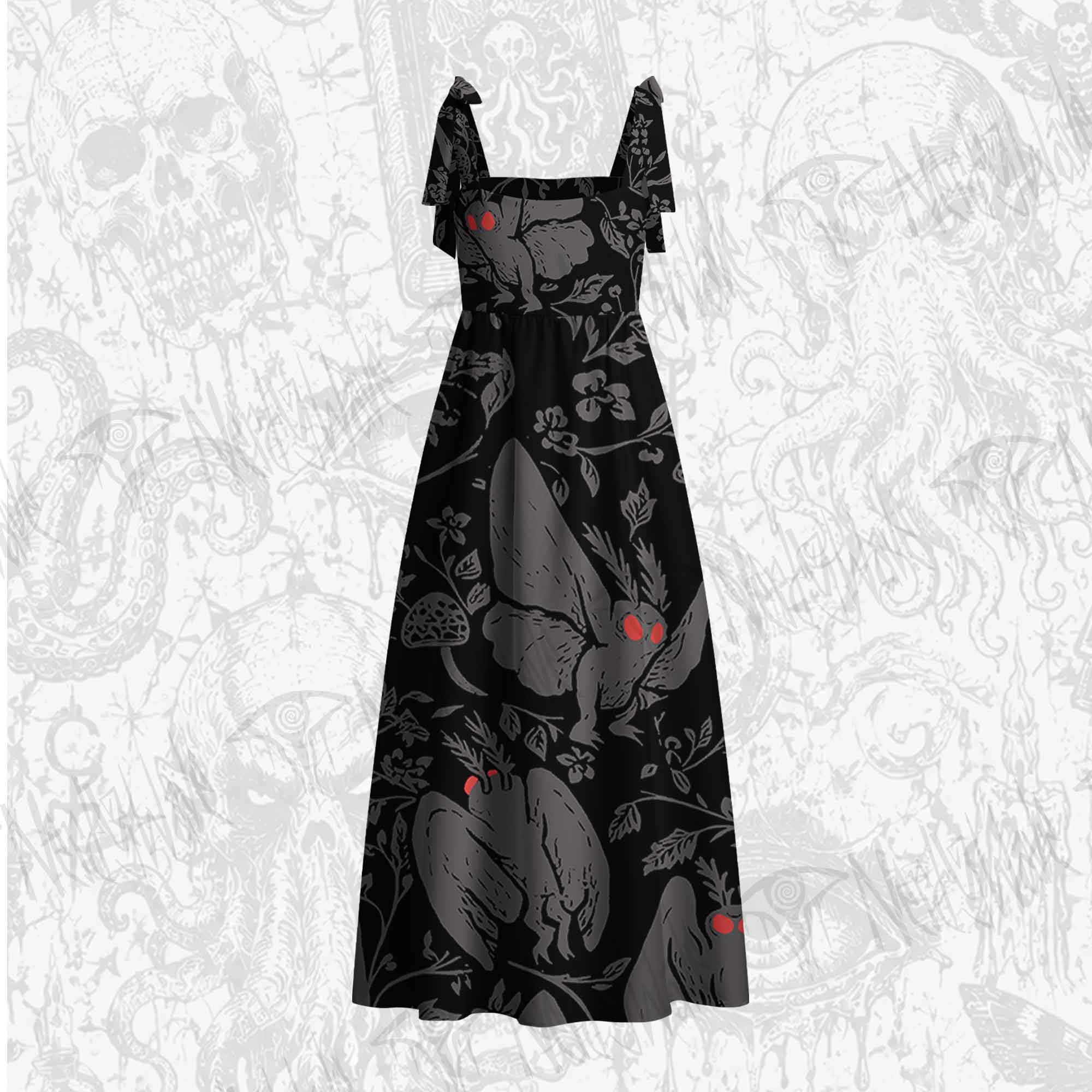 Mothman in the Jungle Tie Shoulder Maxi Dress
