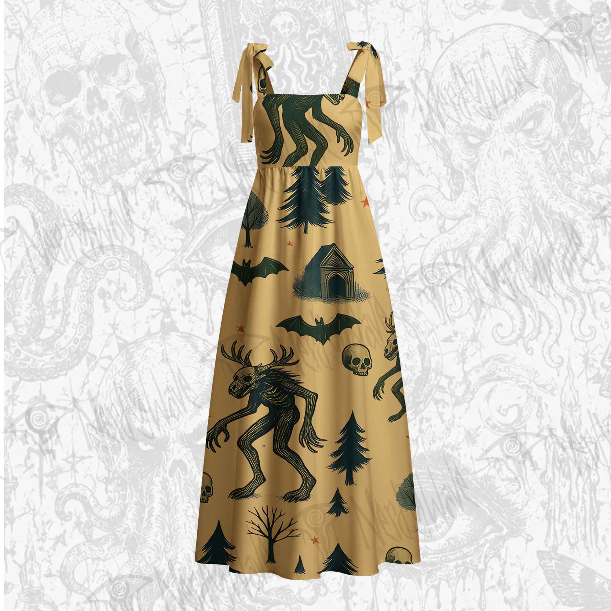 Wendigo in the Forest Tie Shoulder Maxi Dress