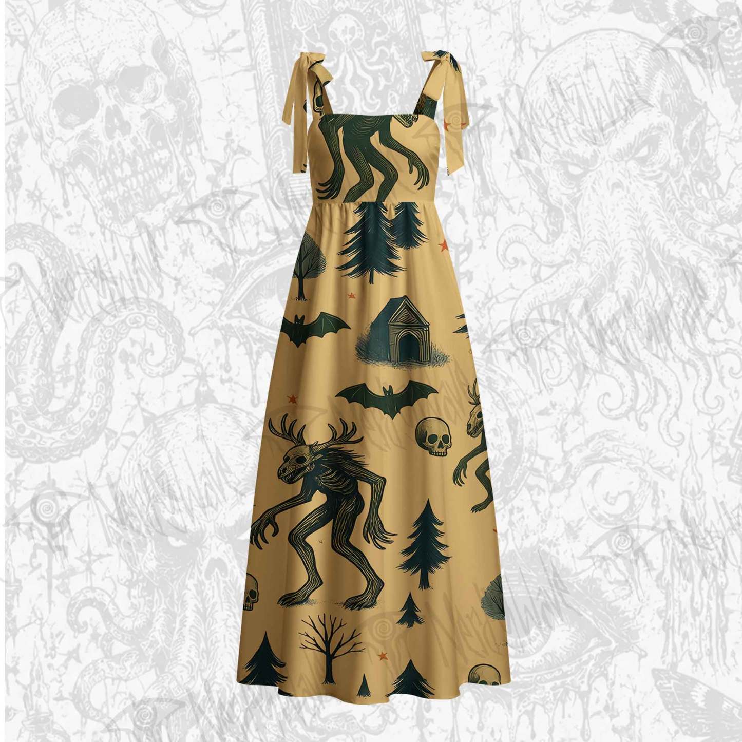 Wendigo in the Forest Tie Shoulder Maxi Dress
